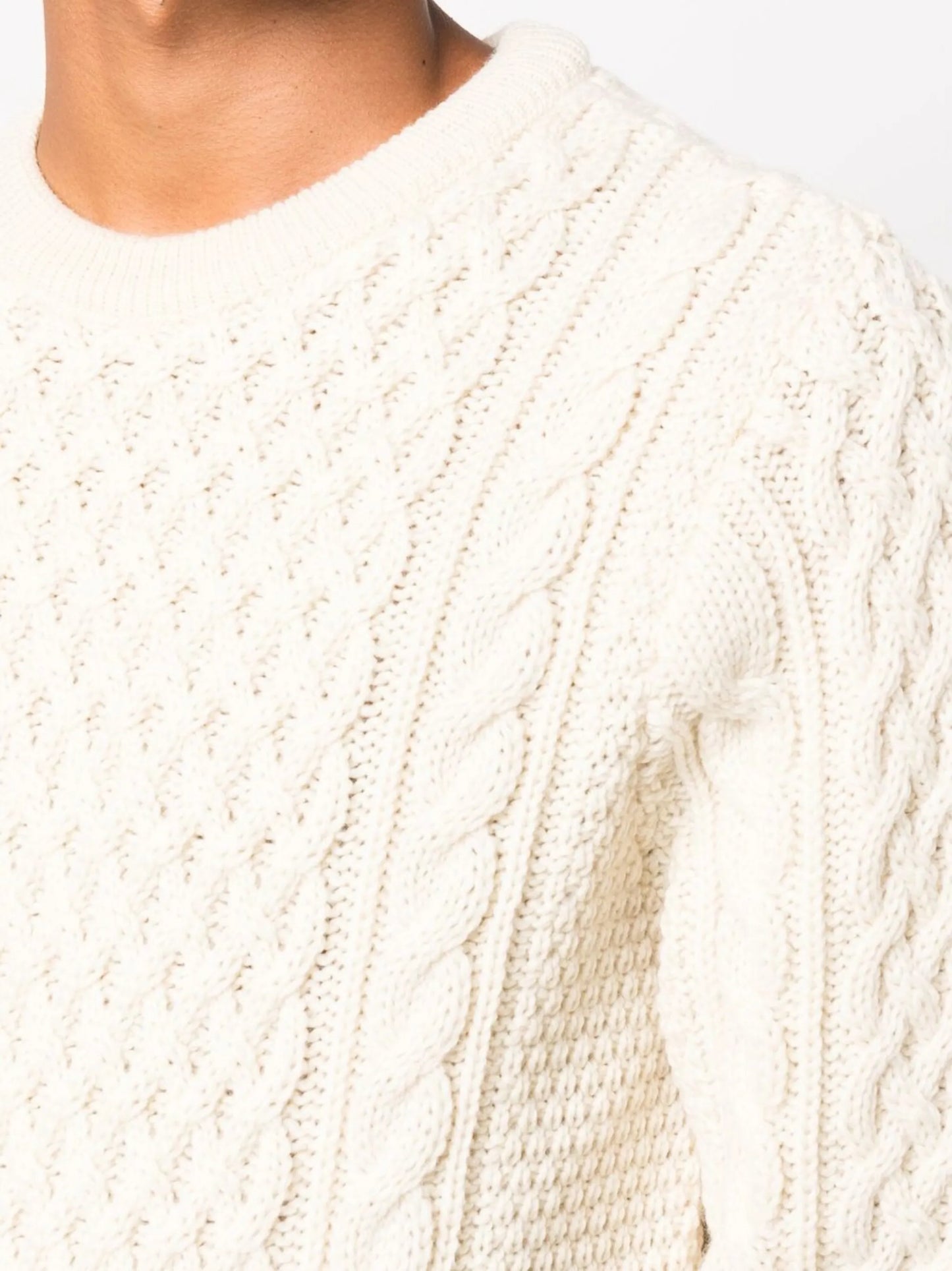 Aran-knit crew-neck jumper