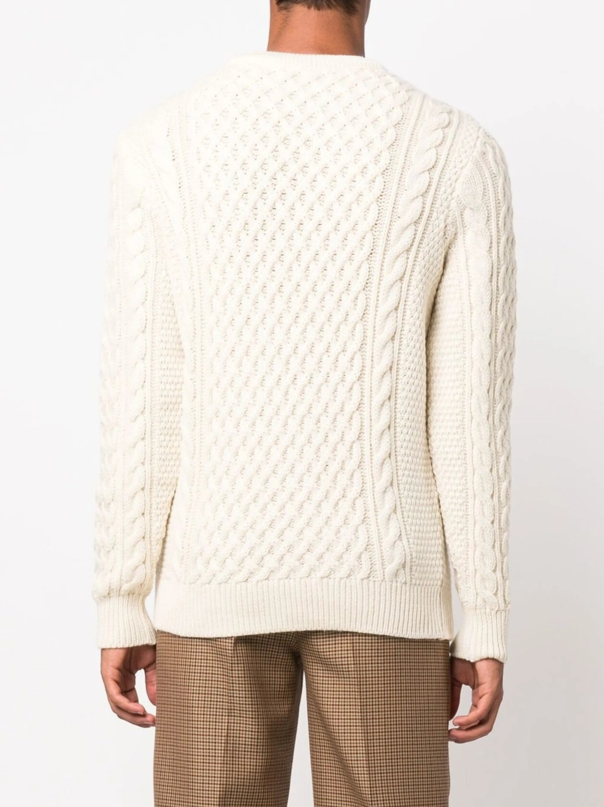 Aran-knit crew-neck jumper