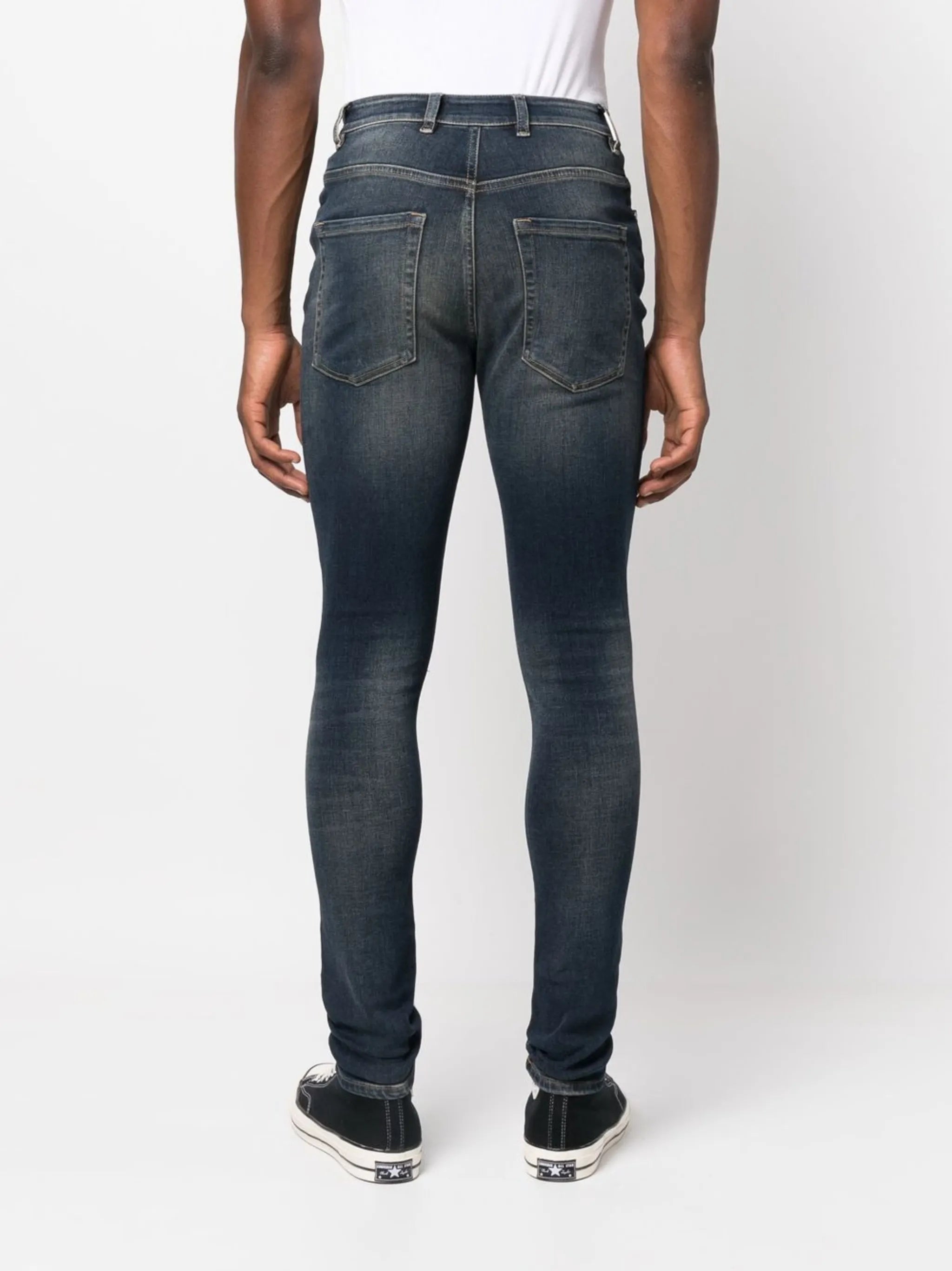 stonewashed slim-fit jeans
