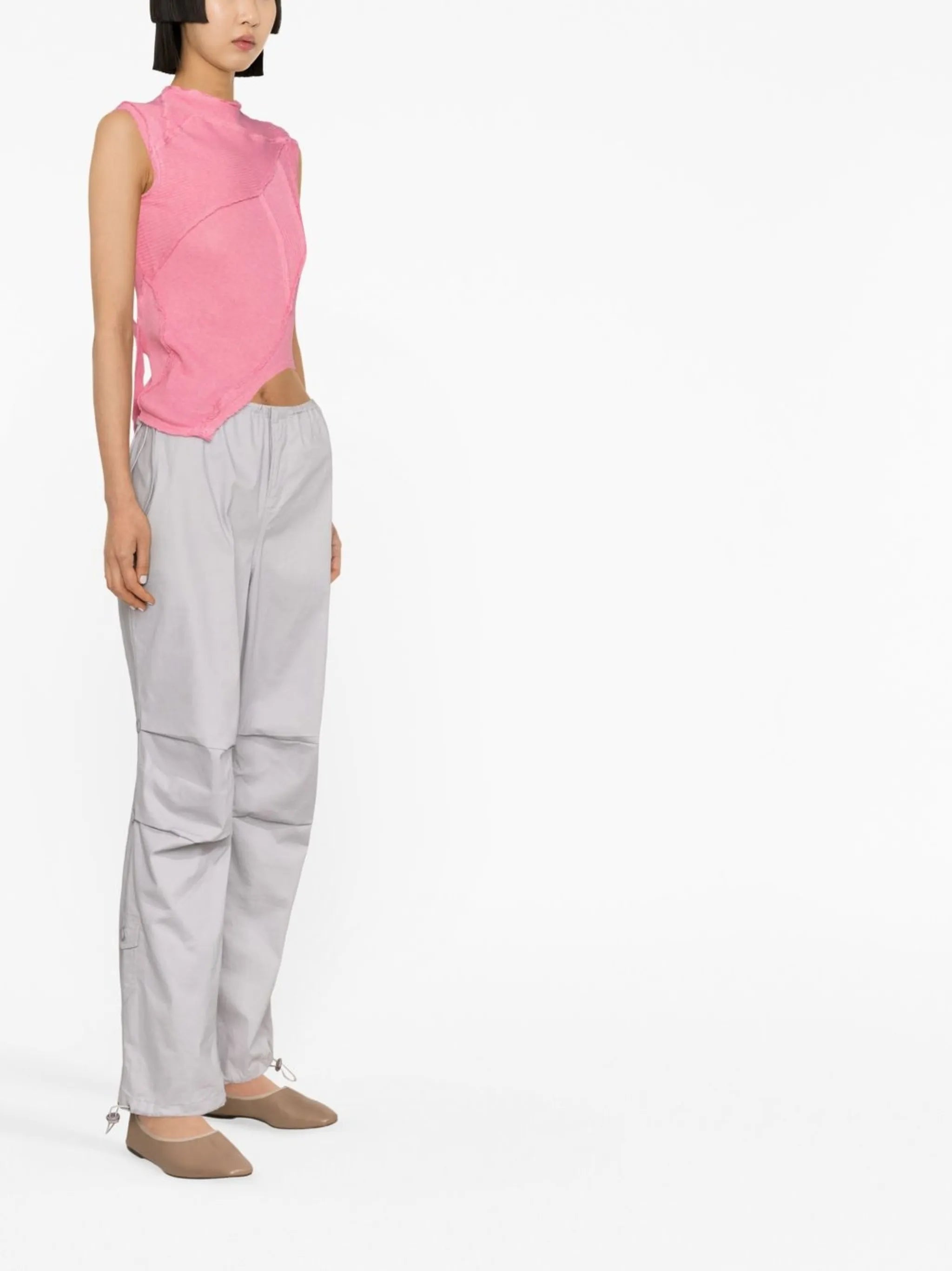 asymmetric ribbed-knit top