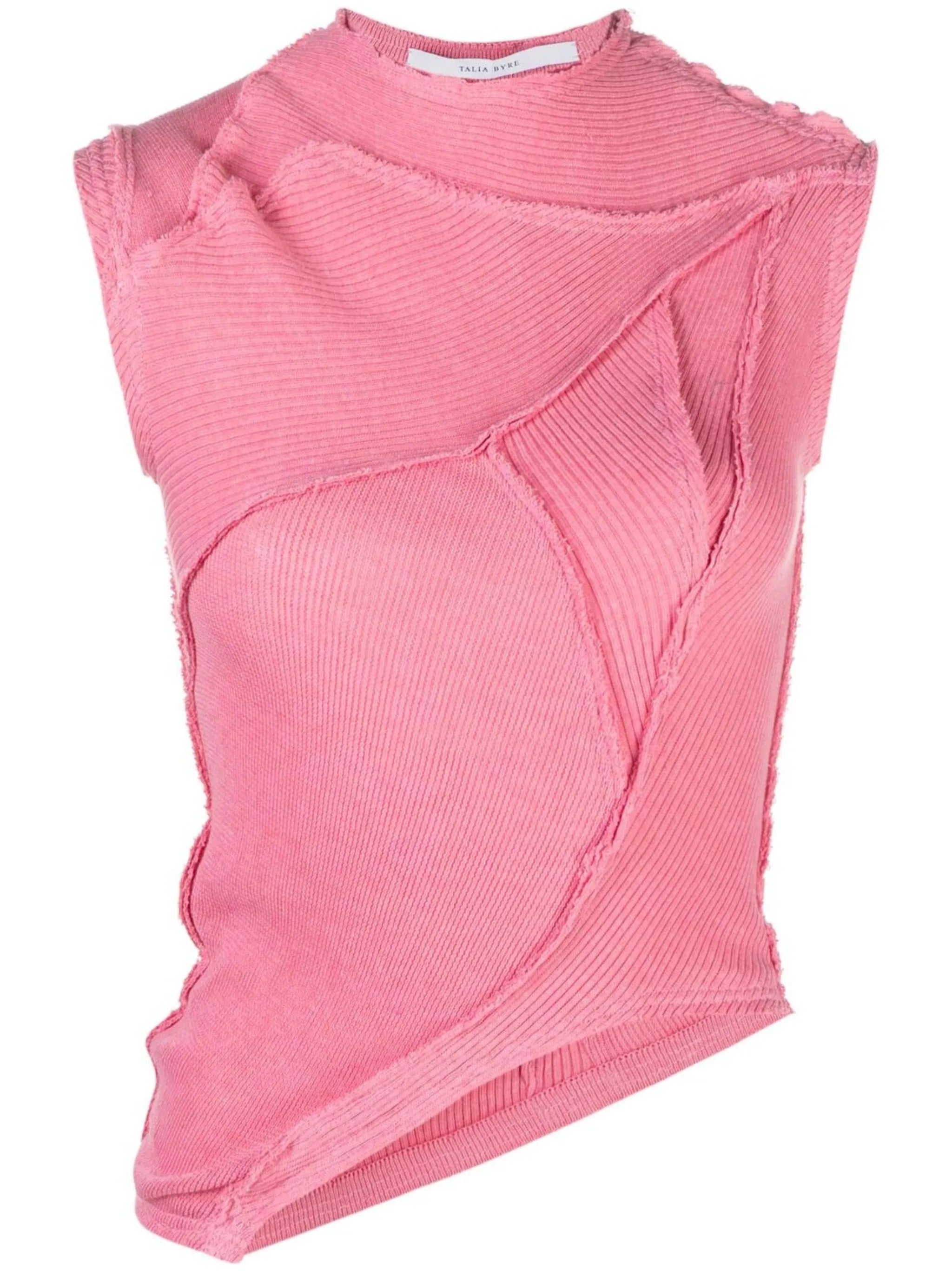 asymmetric ribbed-knit top