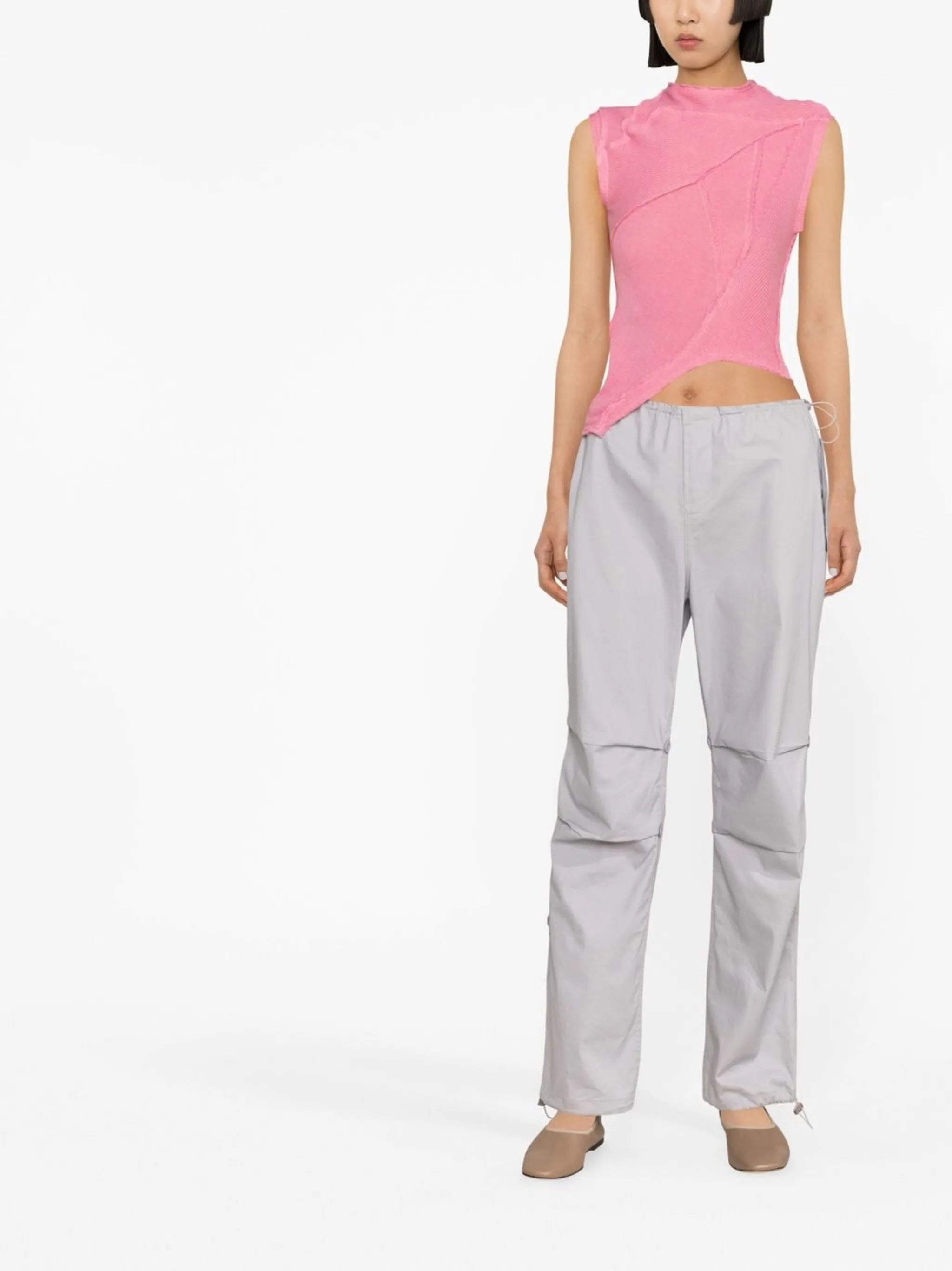 asymmetric ribbed-knit top