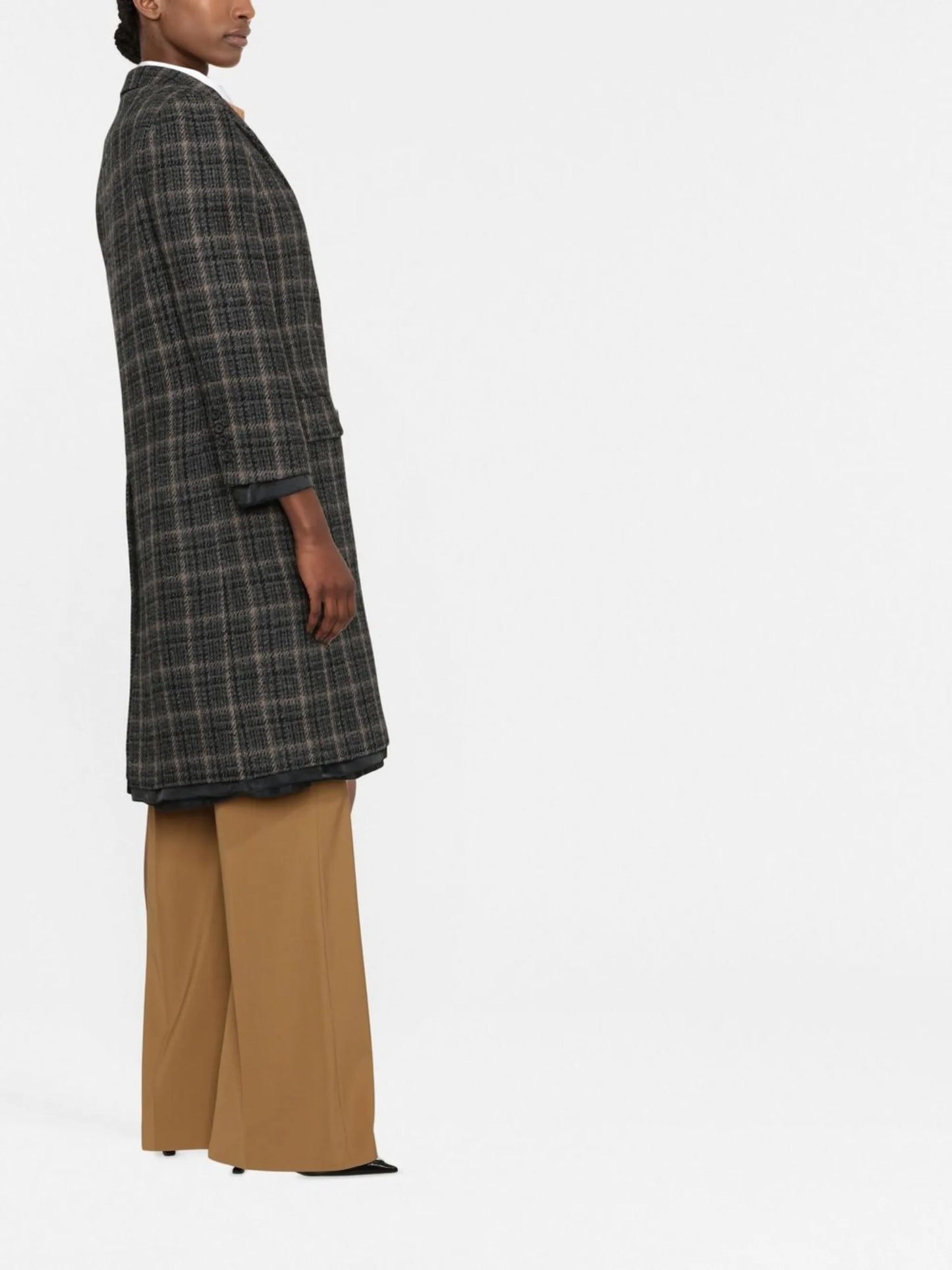 double-breasted plaid coat