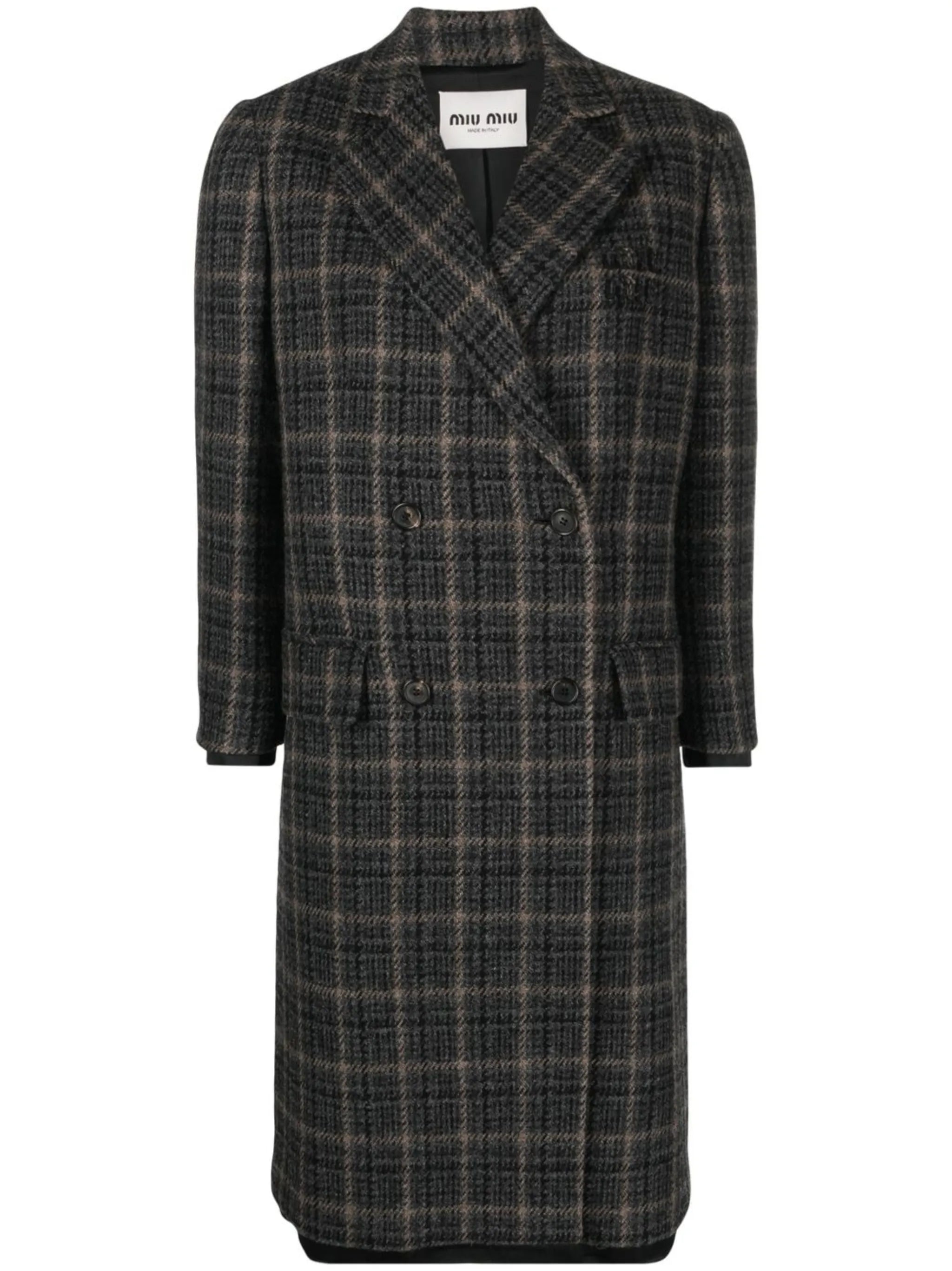 double-breasted plaid coat