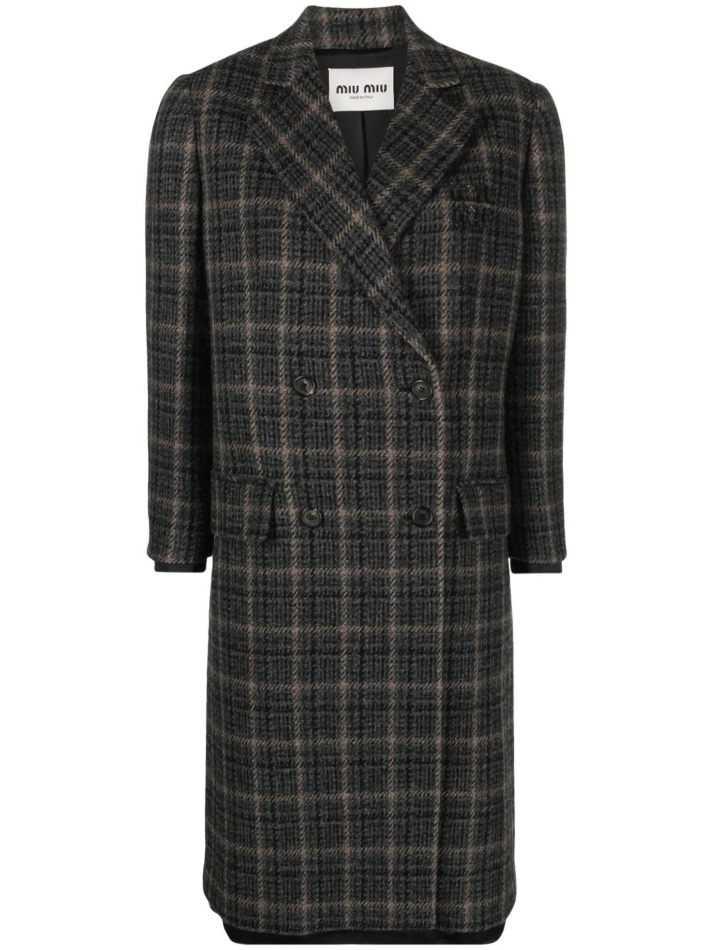 double-breasted plaid coat