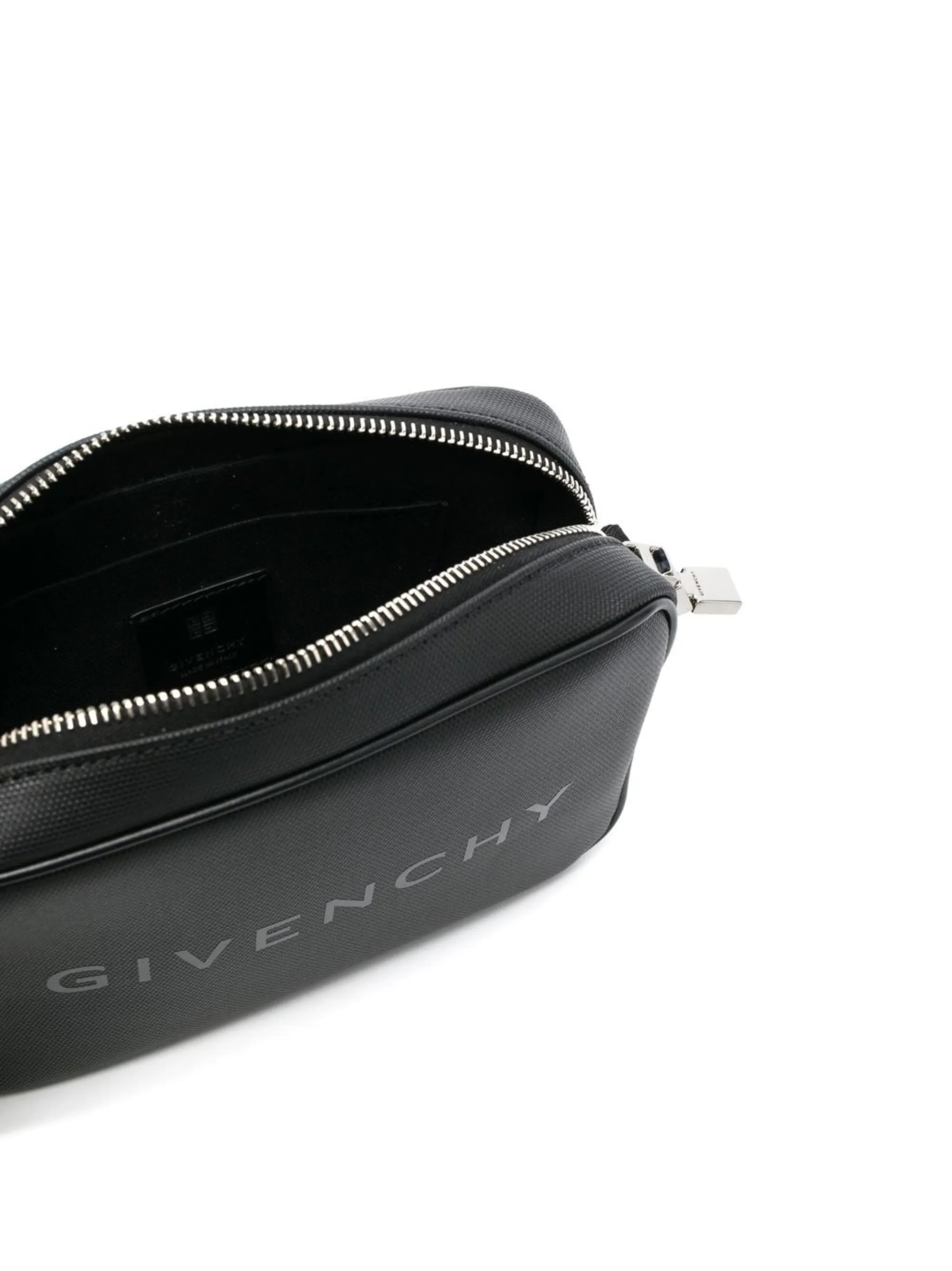 logo-print leather messenger bag