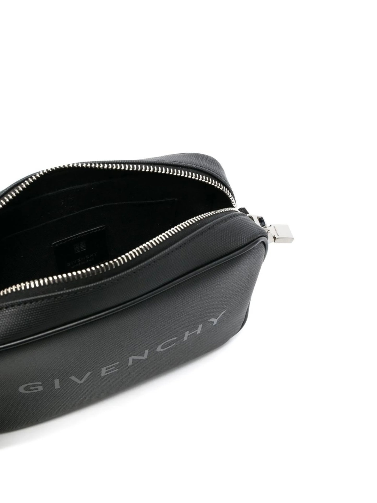 logo-print leather messenger bag