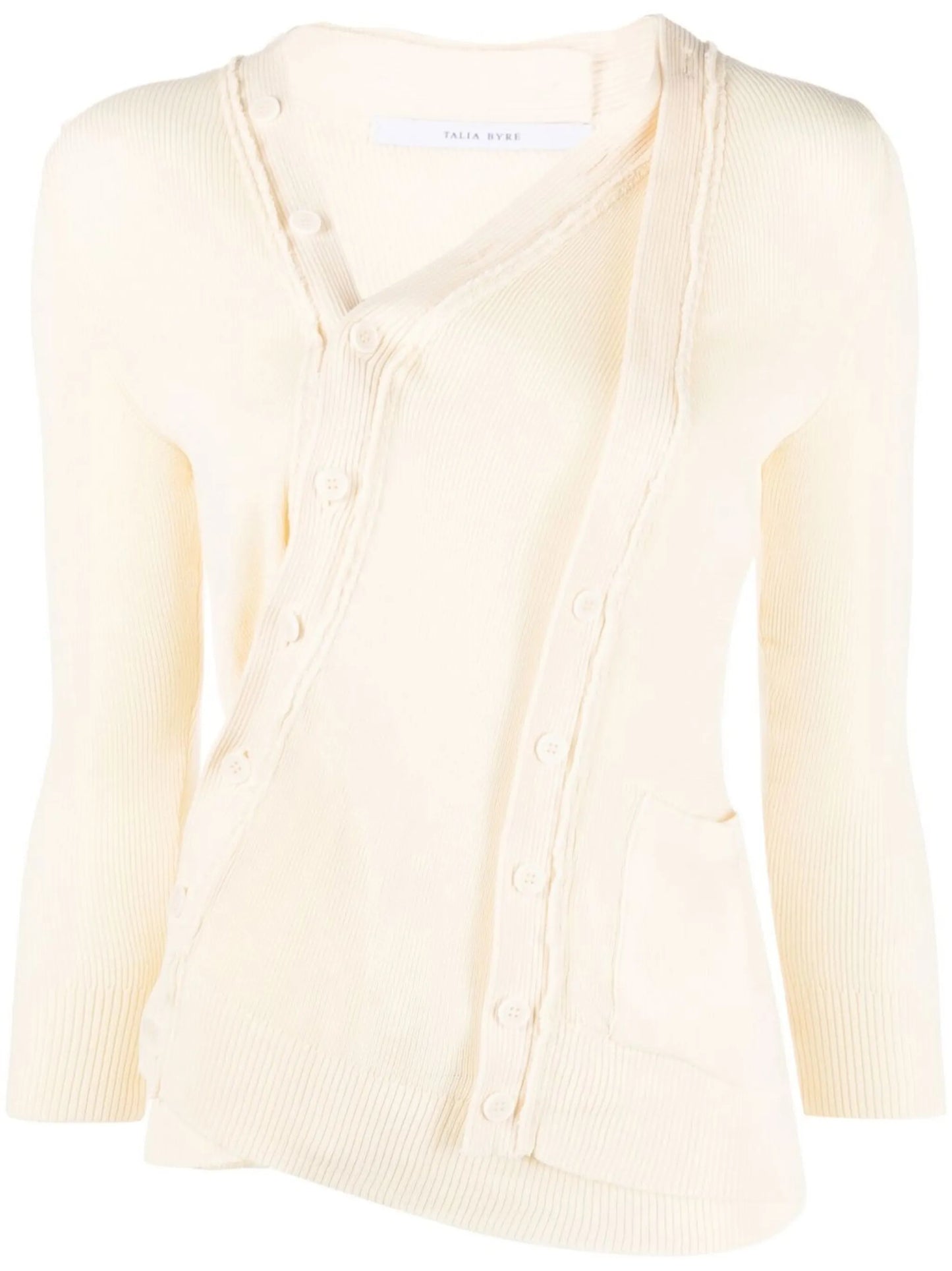ribbed-knit asymmetric cardigan