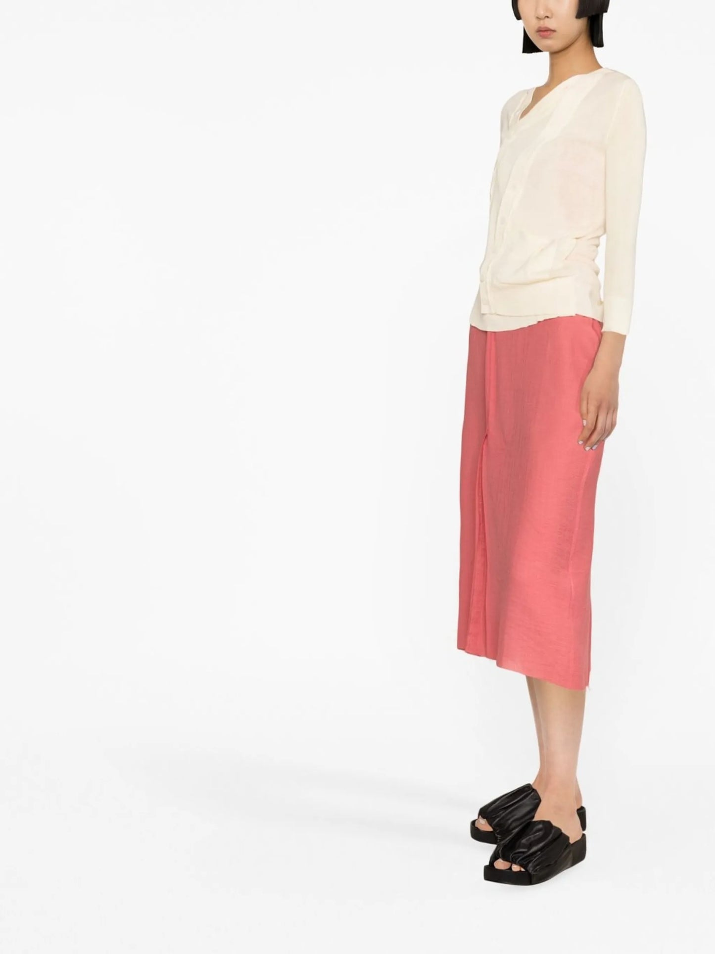 ribbed-knit asymmetric cardigan