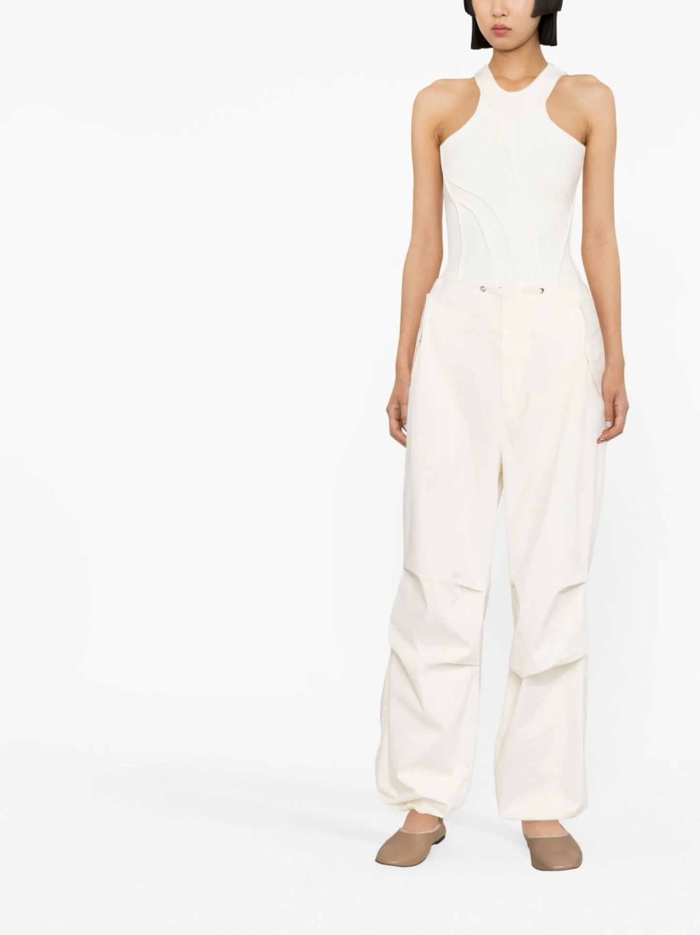 ribbed-knit cotton tank top