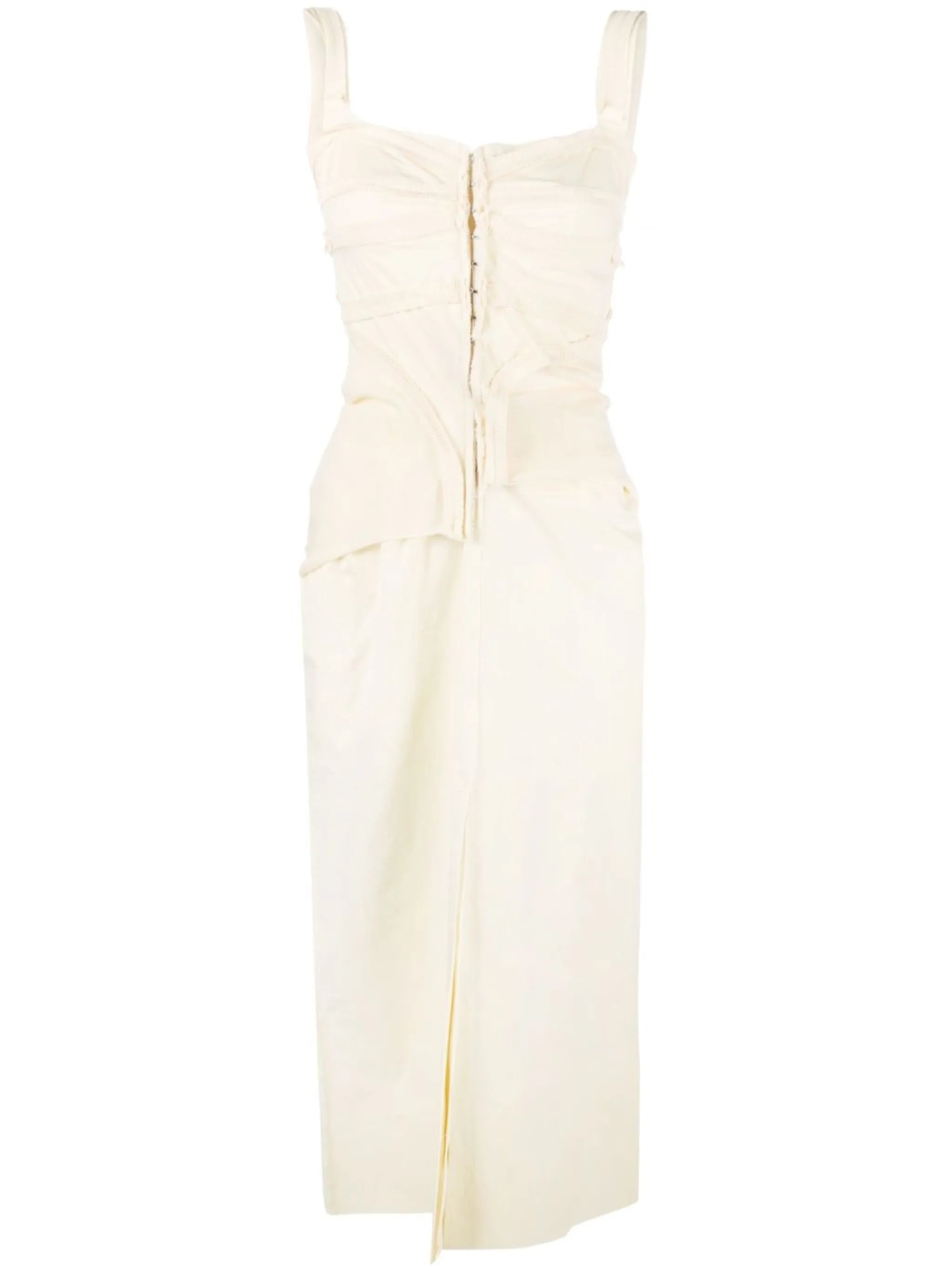 tape-detail sleeveless midi dress