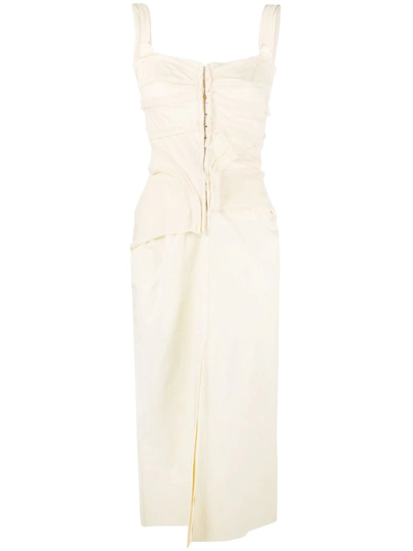 tape-detail sleeveless midi dress