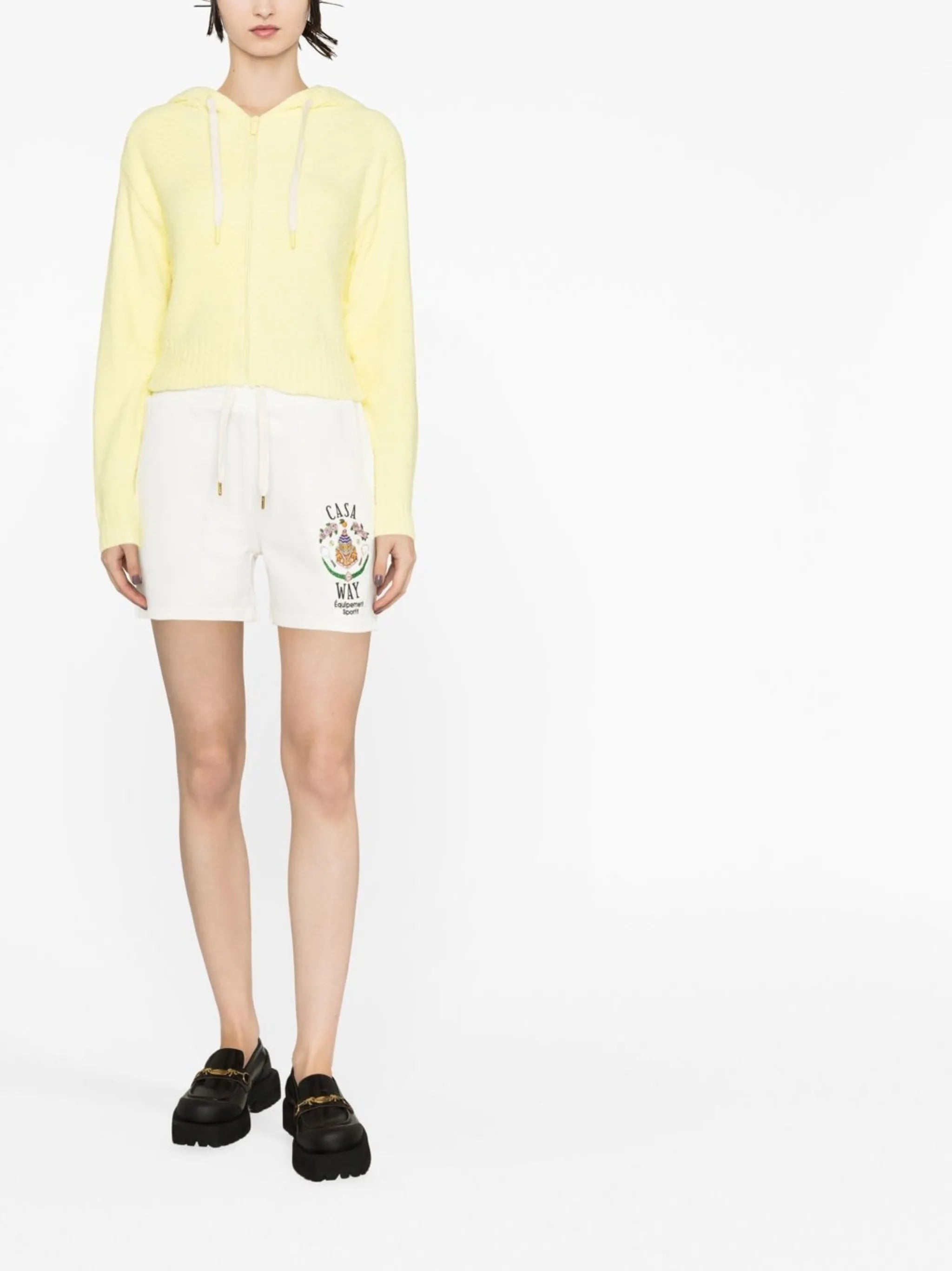 embroidered-logo track shorts