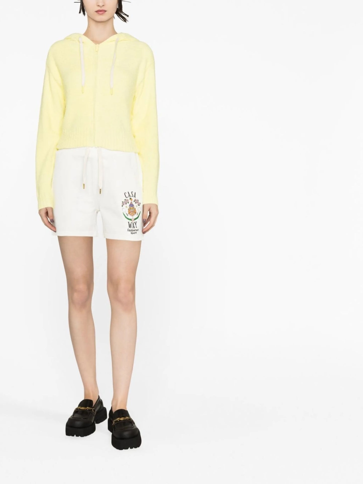 embroidered-logo track shorts