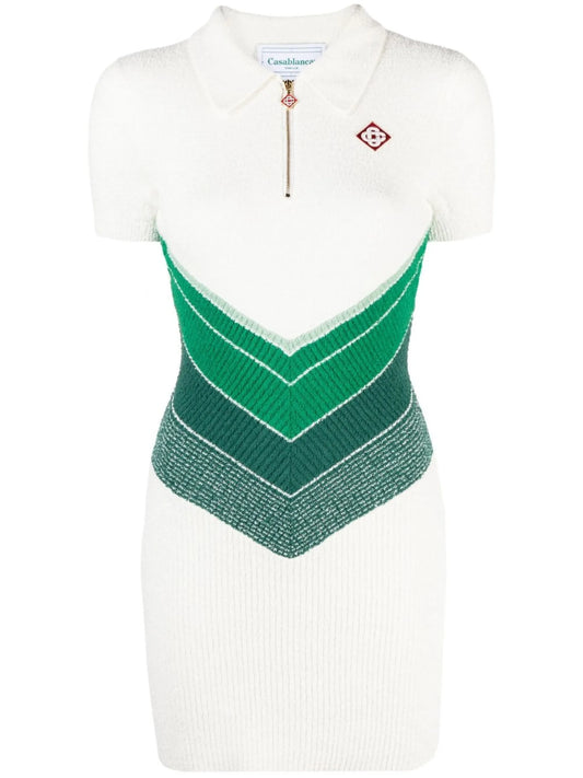 chevron-knit polo dress