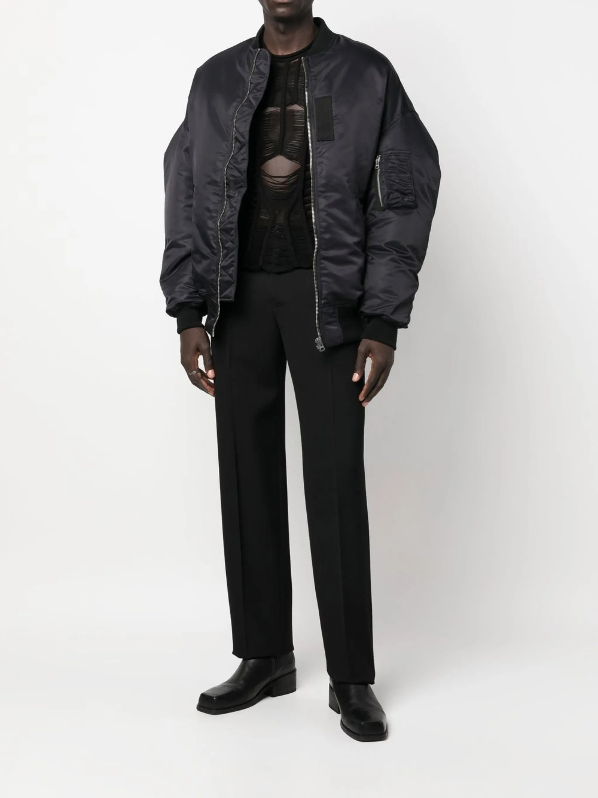 zip-detailing down bomber jacket