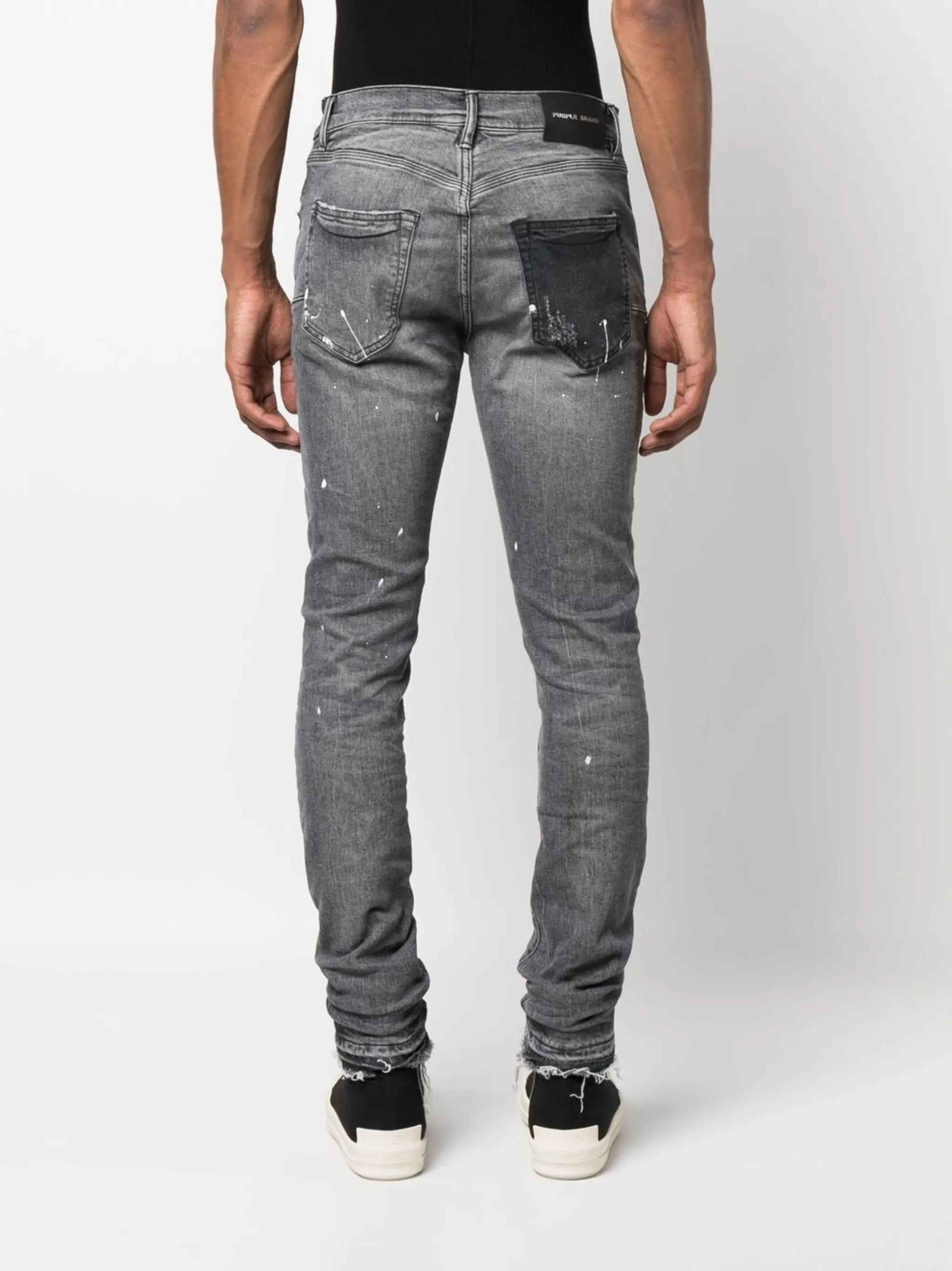 paint-splatter slim-fit jeans