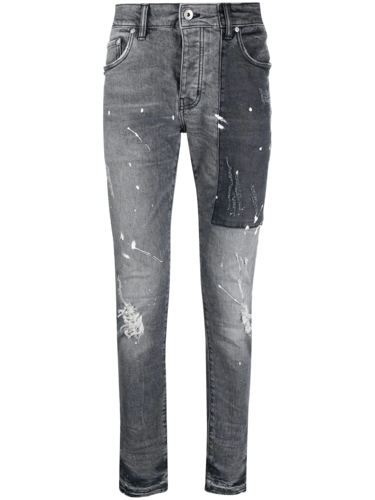 paint-splatter slim-fit jeans