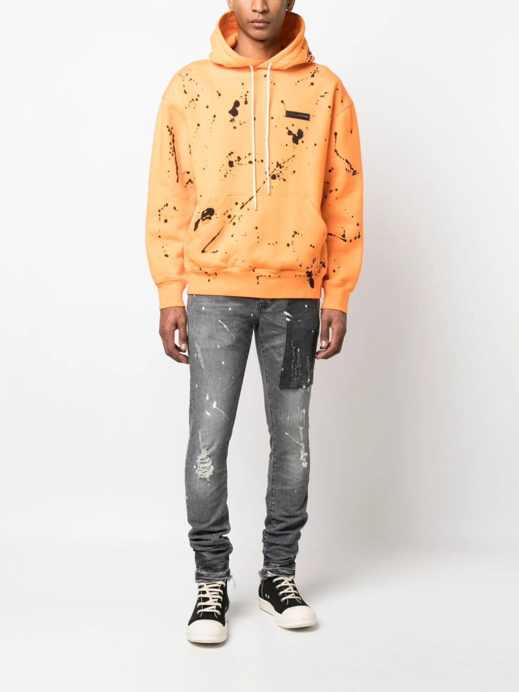 paint-splatter slim-fit jeans
