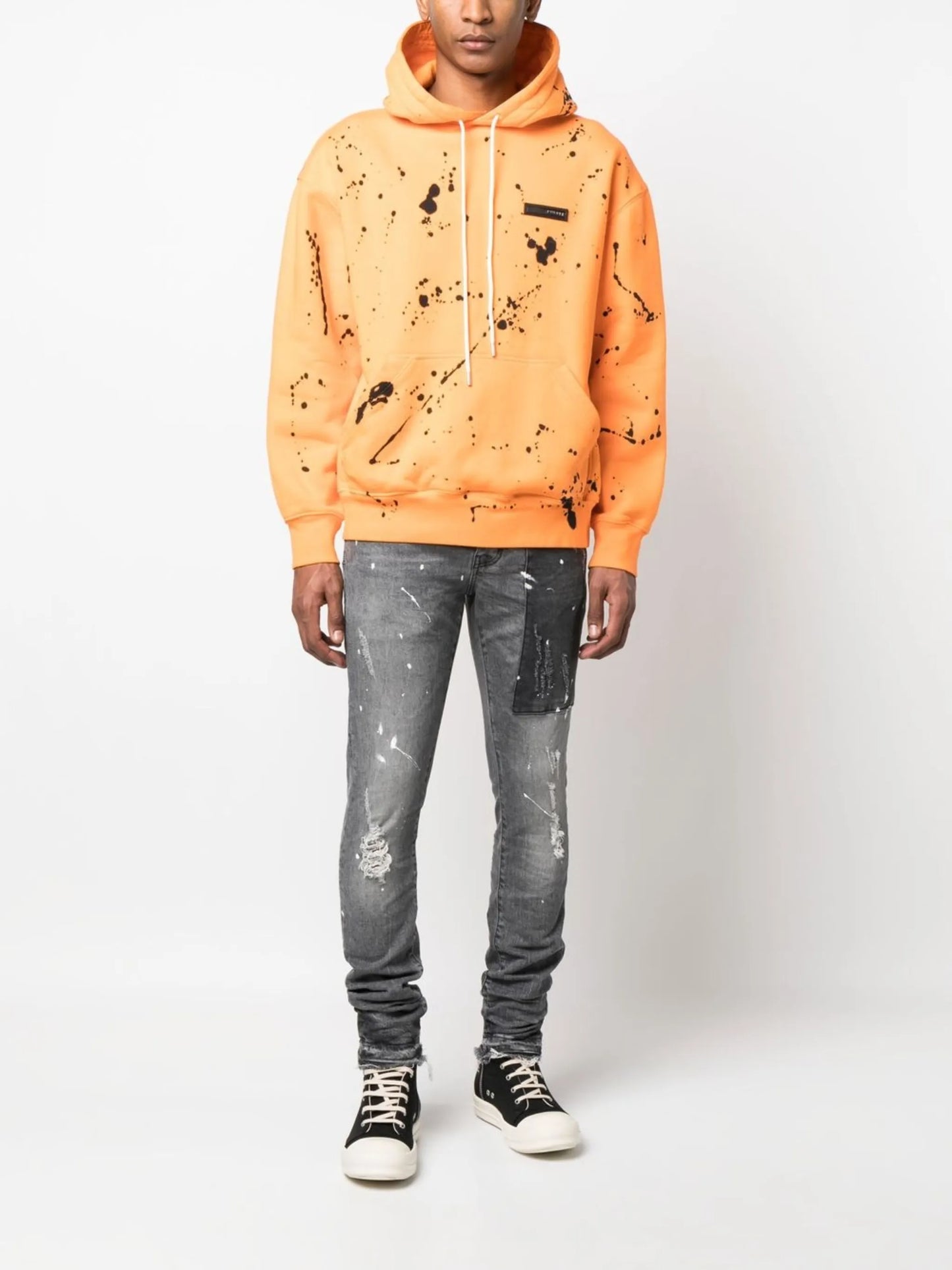 paint-splatter slim-fit jeans