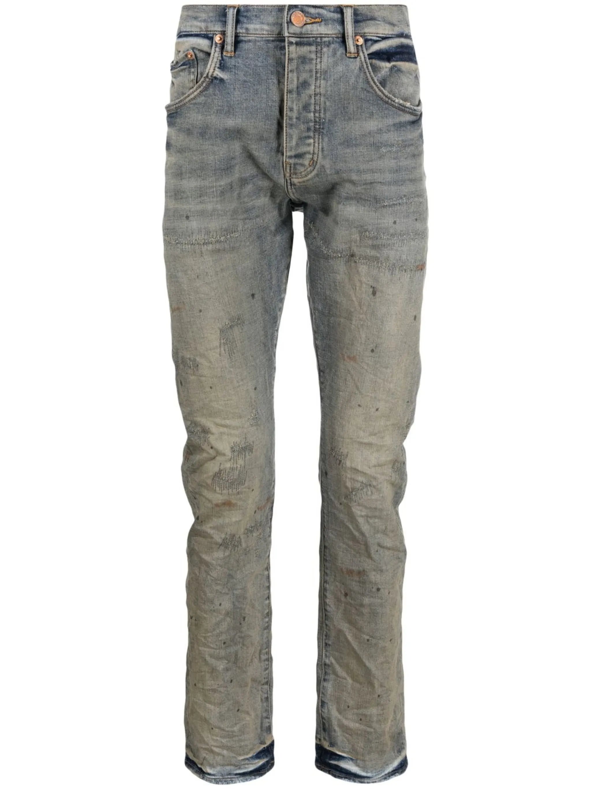 distressed slim-fit jeans
