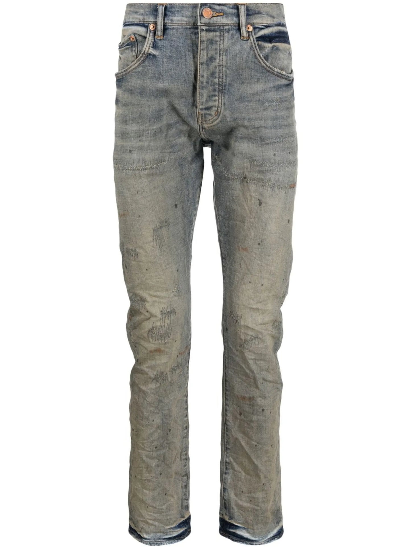 distressed slim-fit jeans