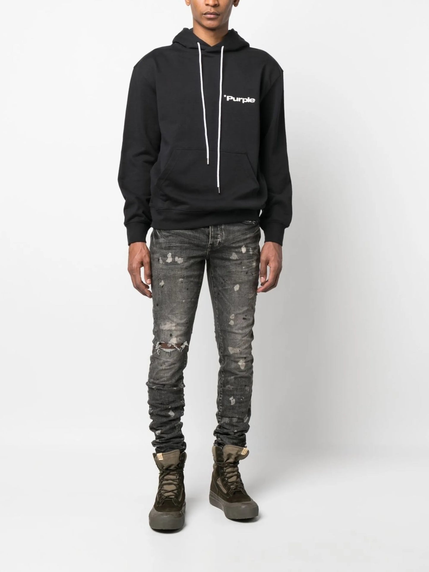 vintage distressed-finish denim jeans