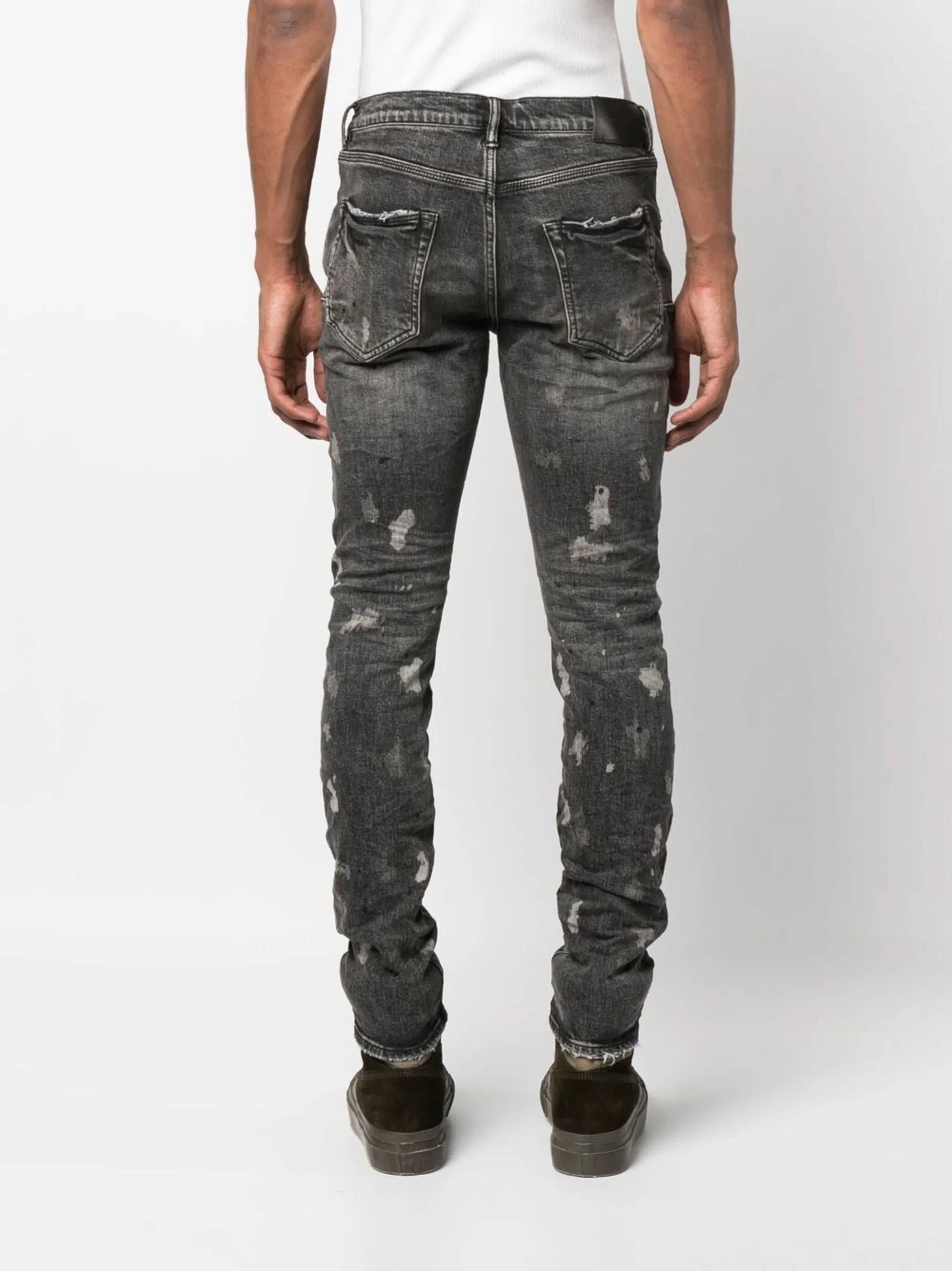vintage distressed-finish denim jeans
