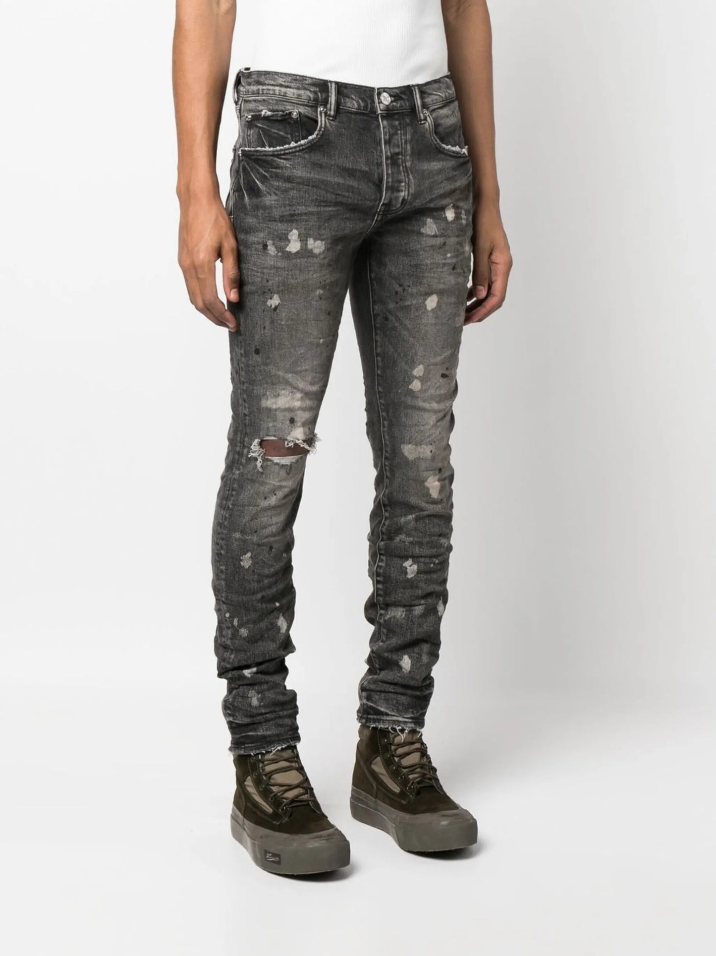 vintage distressed-finish denim jeans