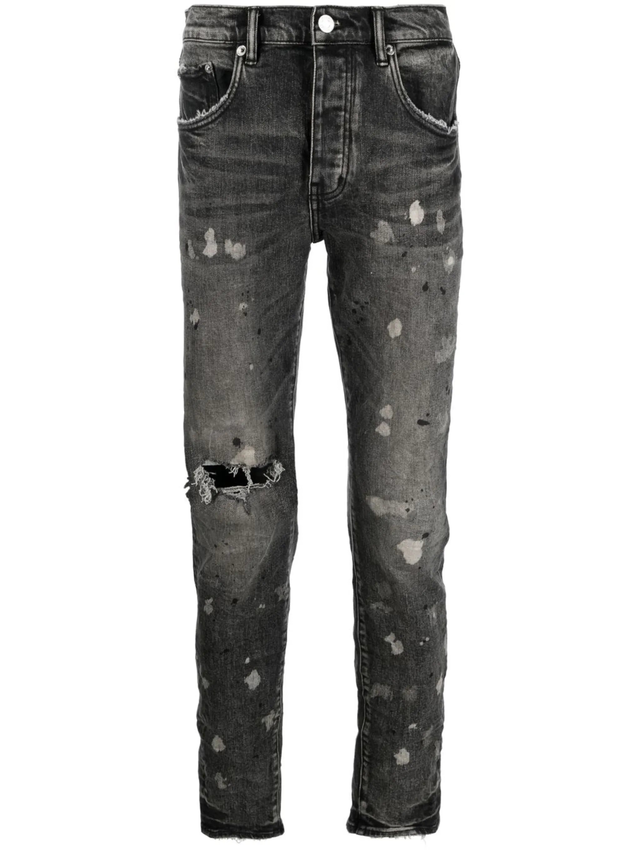 vintage distressed-finish denim jeans