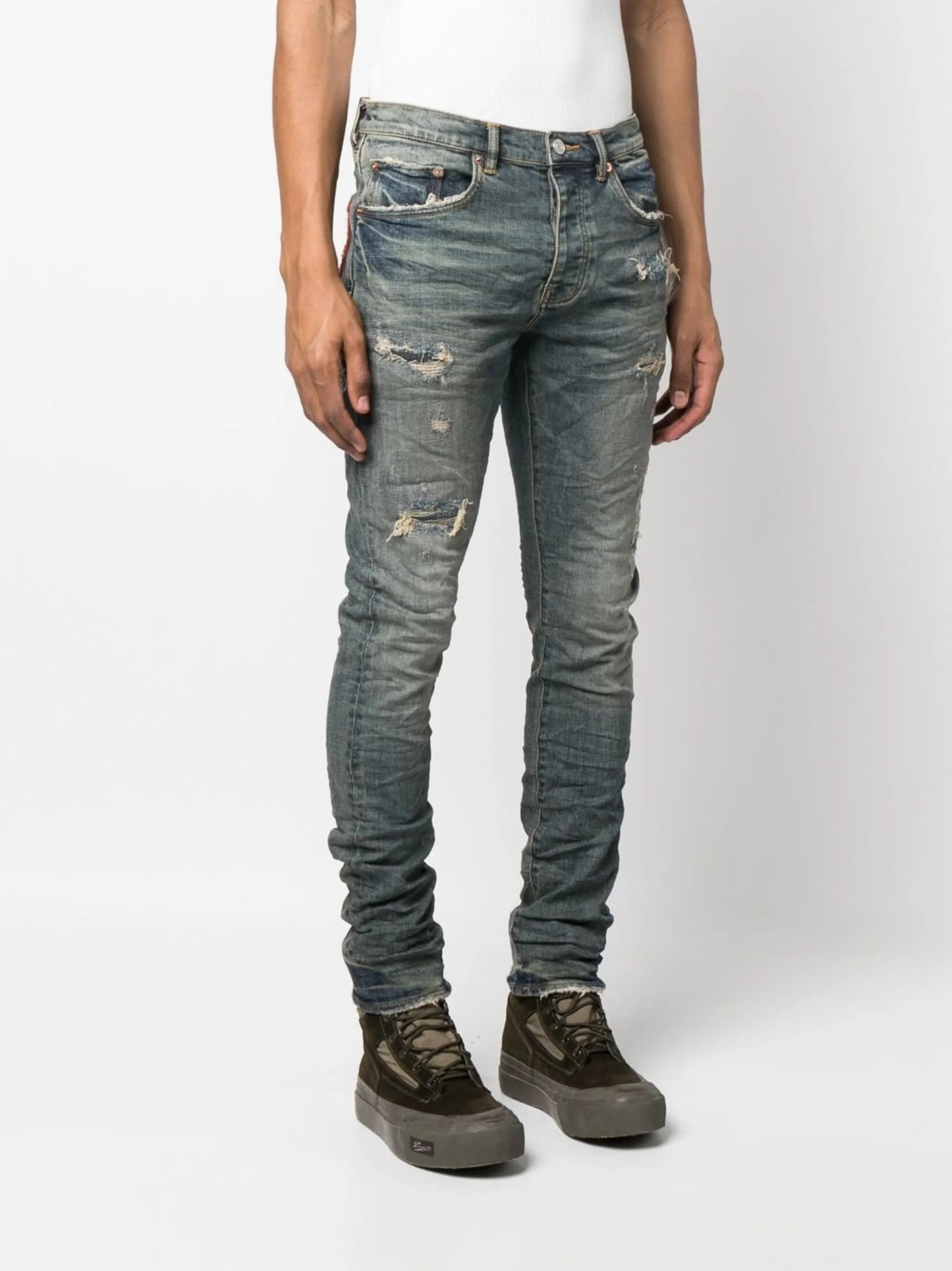 distressed low-rise skinny jeans