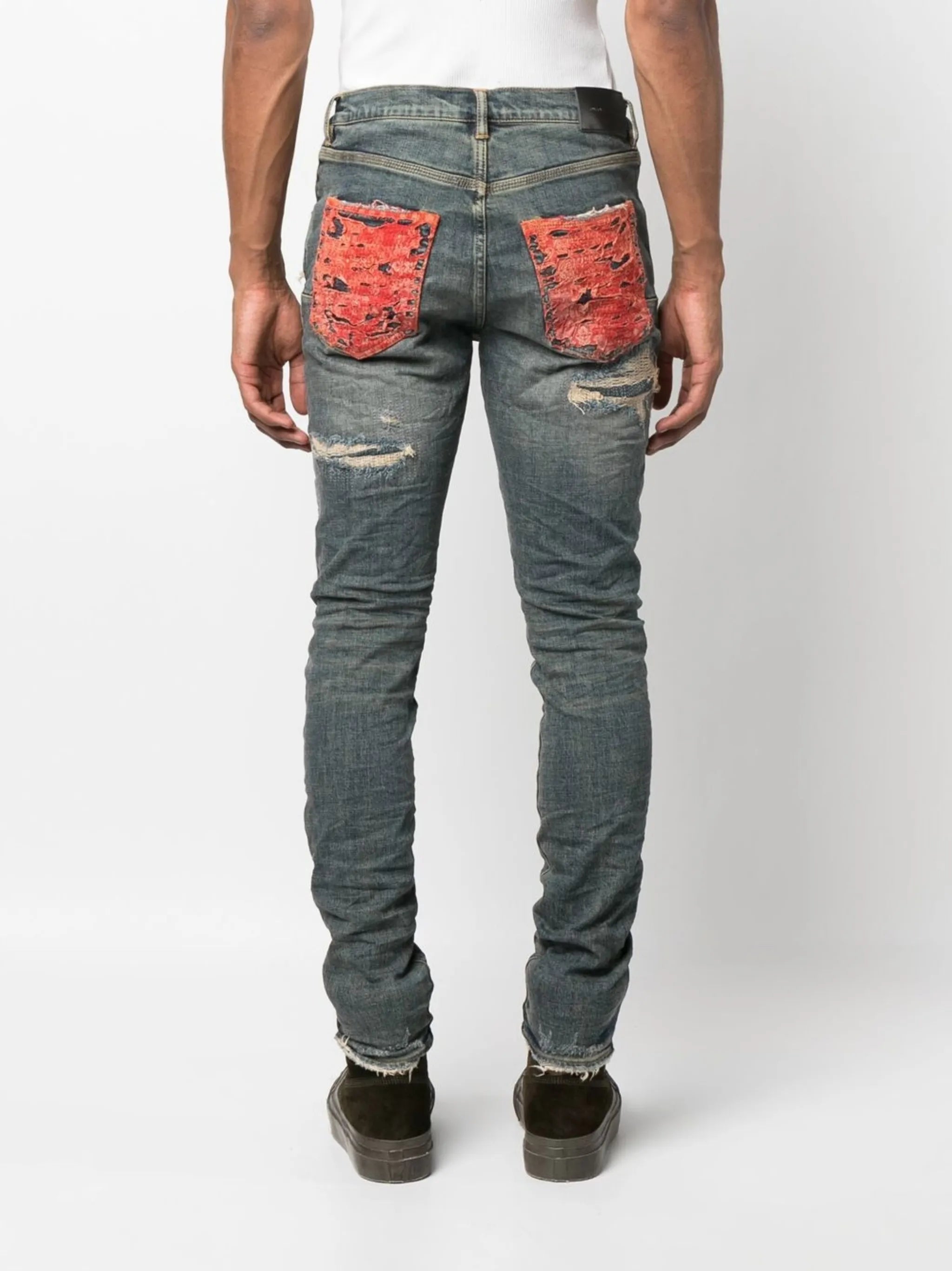 distressed low-rise skinny jeans