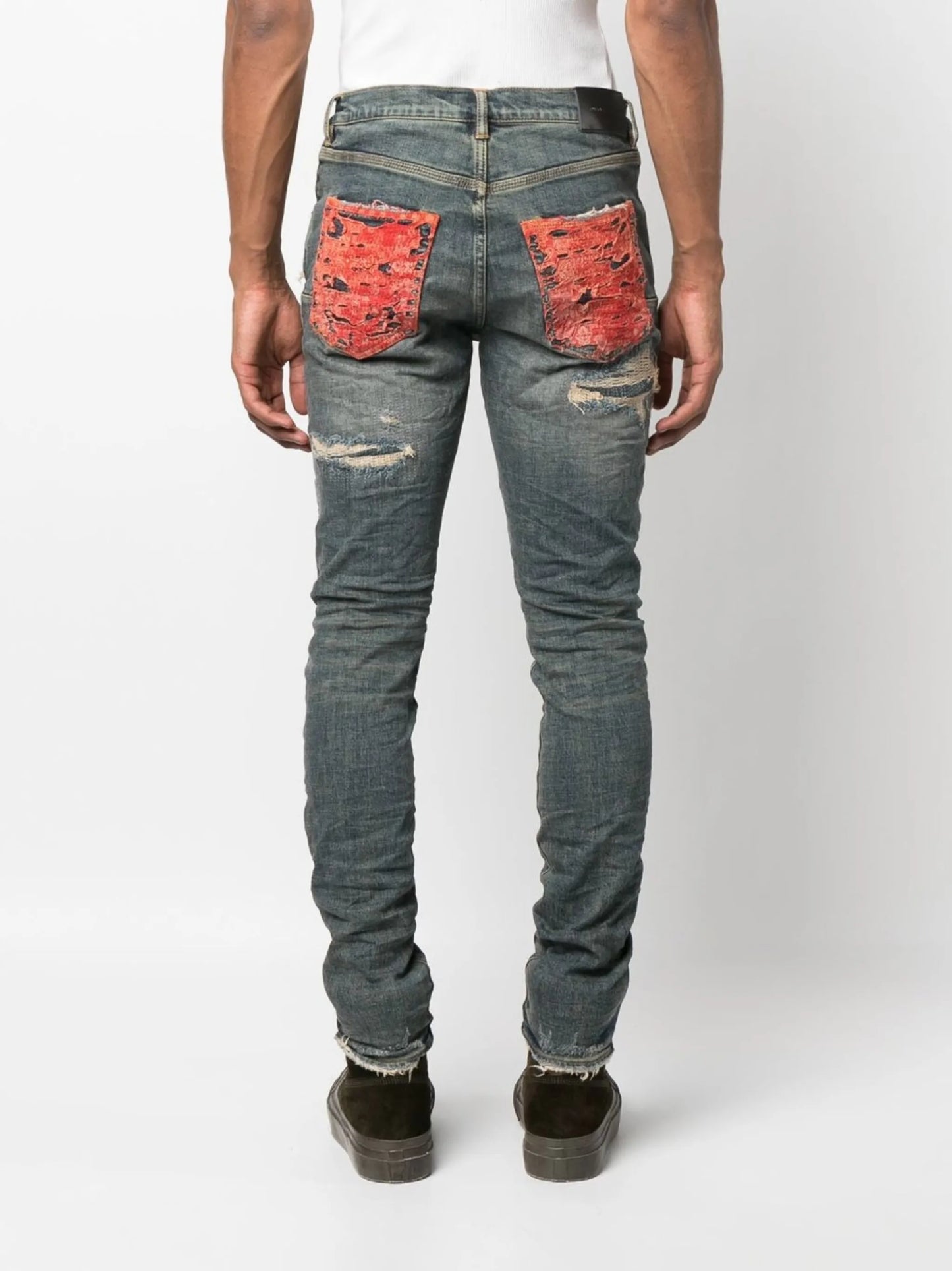 distressed low-rise skinny jeans