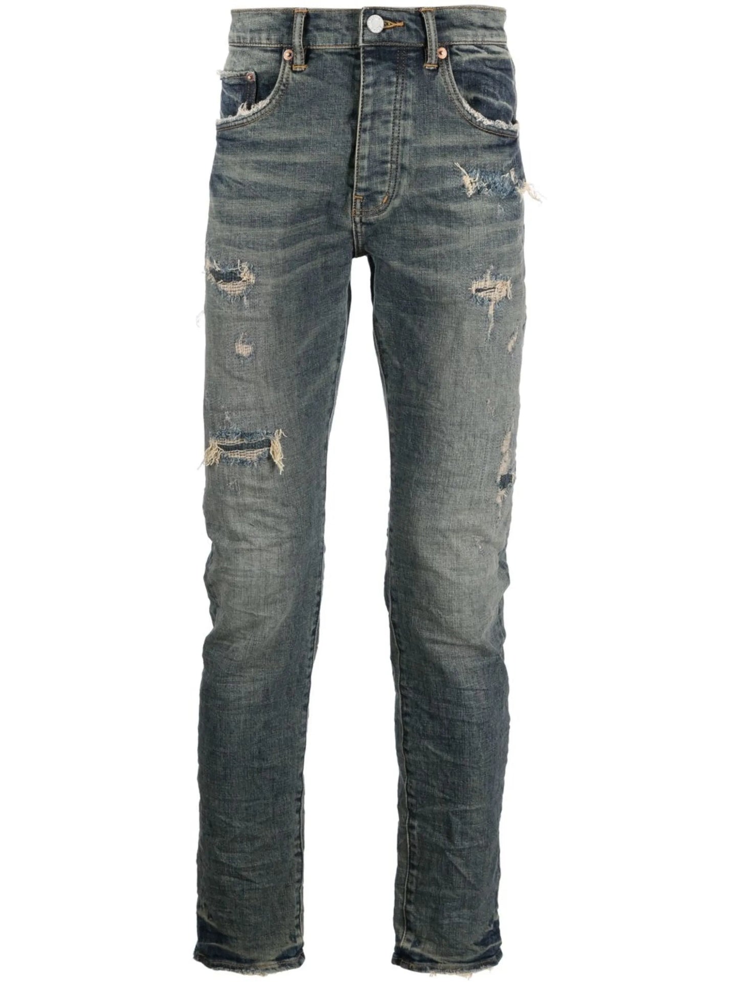 distressed low-rise skinny jeans