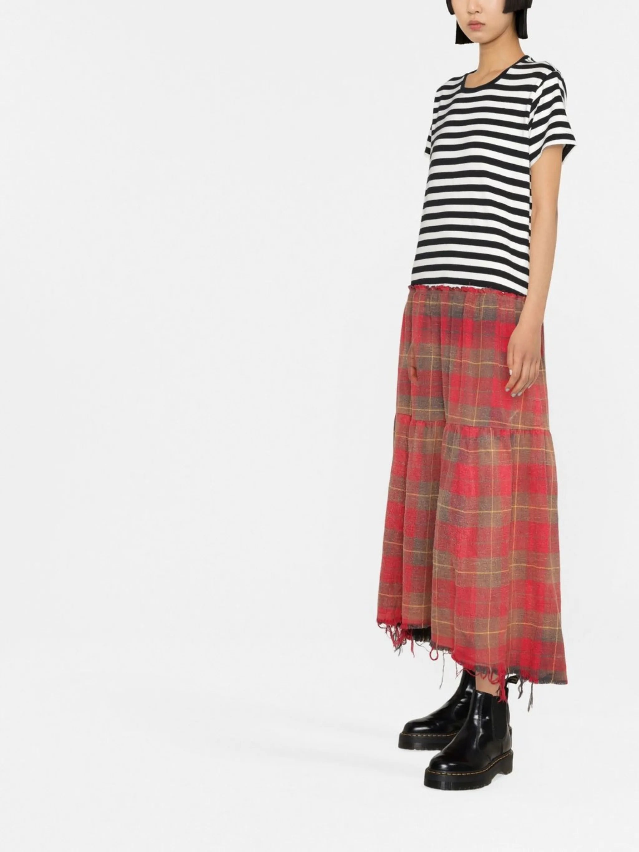 striped and plaid maxi dress