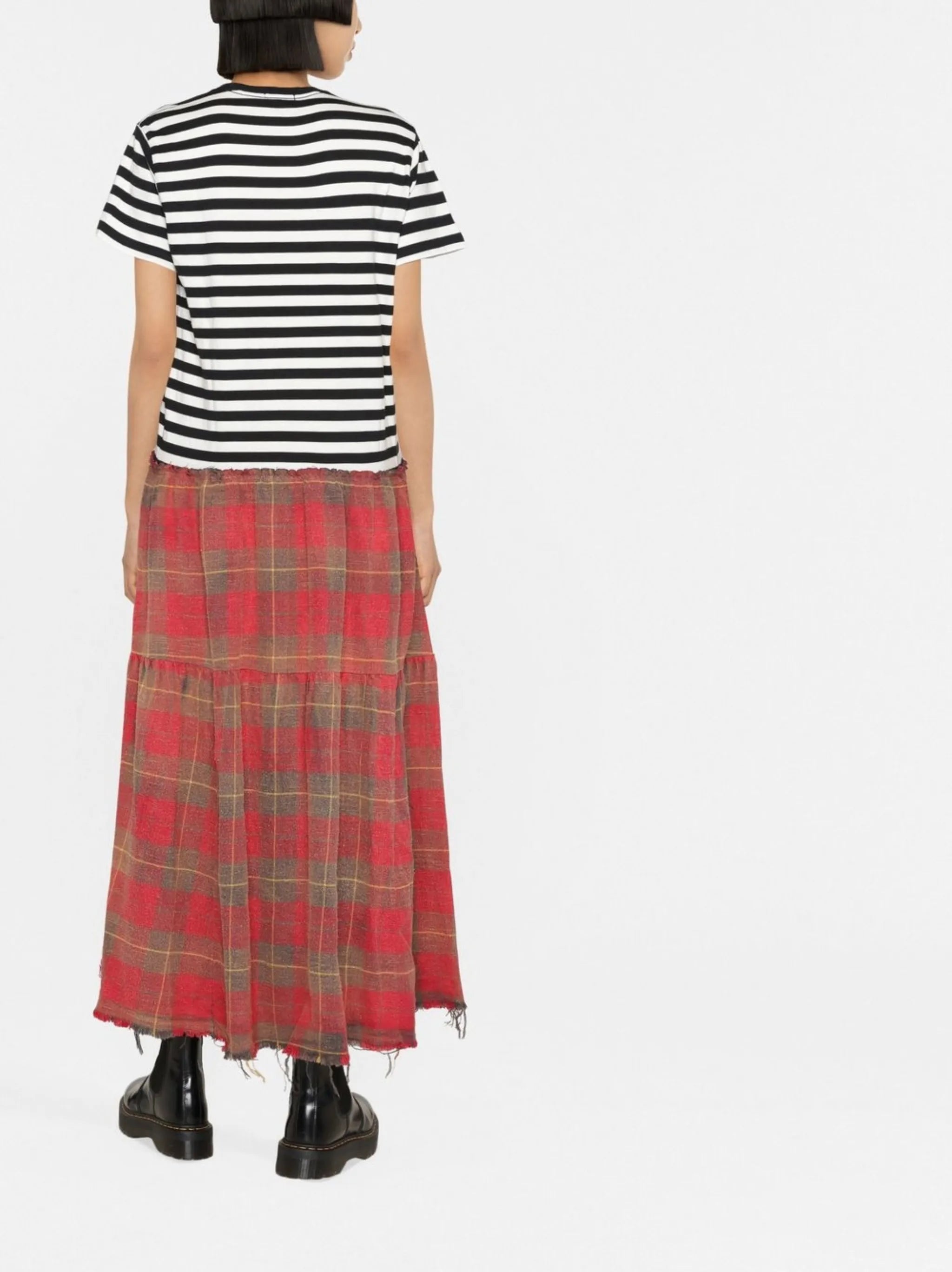 striped and plaid maxi dress