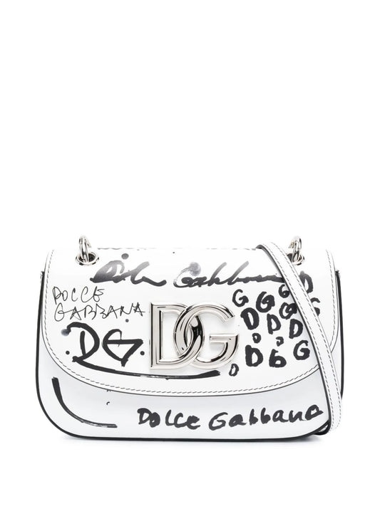 sketchbook-print leather shoulder bag
