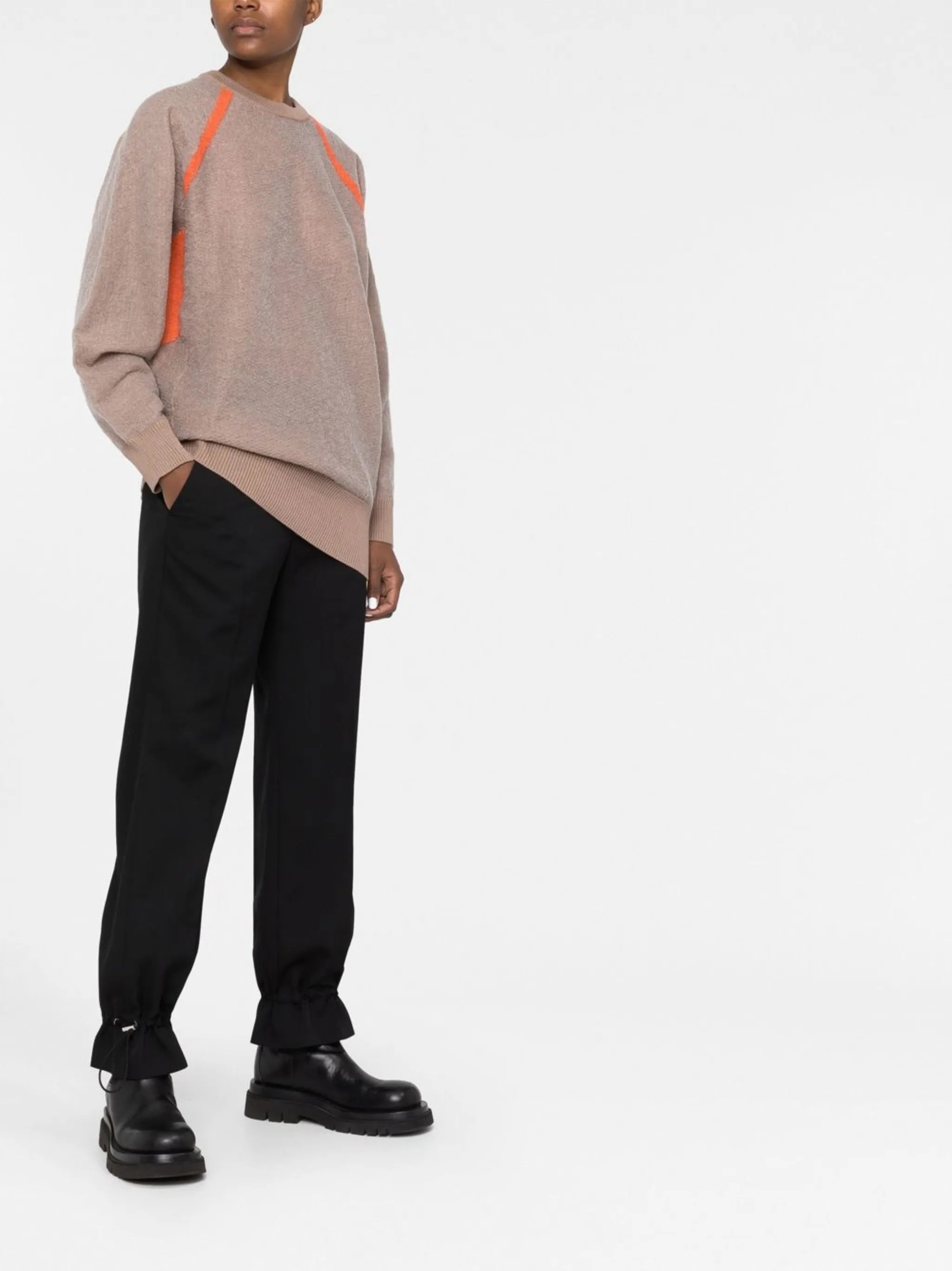 raglan sleeves logo jacquard jumper