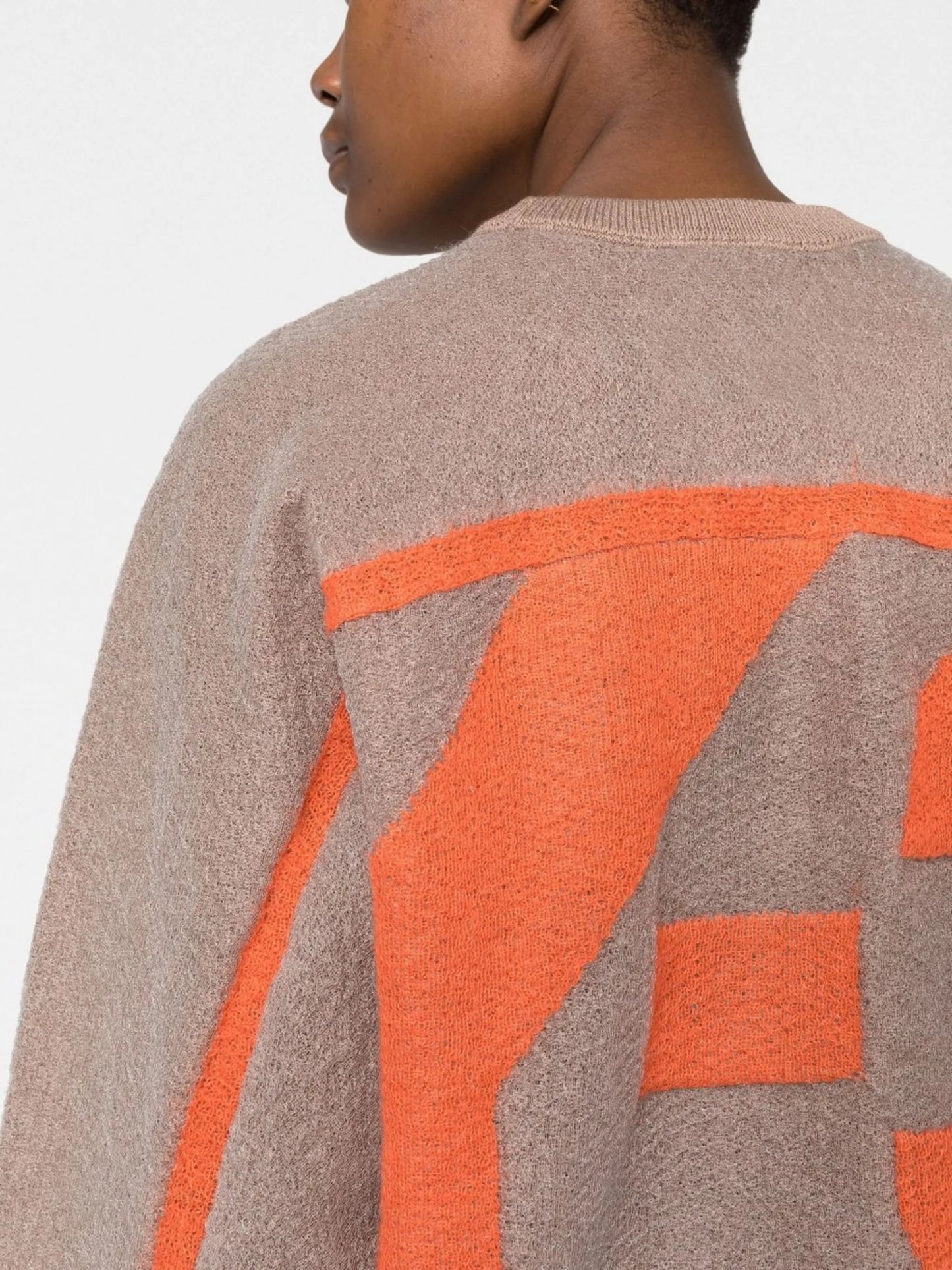 raglan sleeves logo jacquard jumper