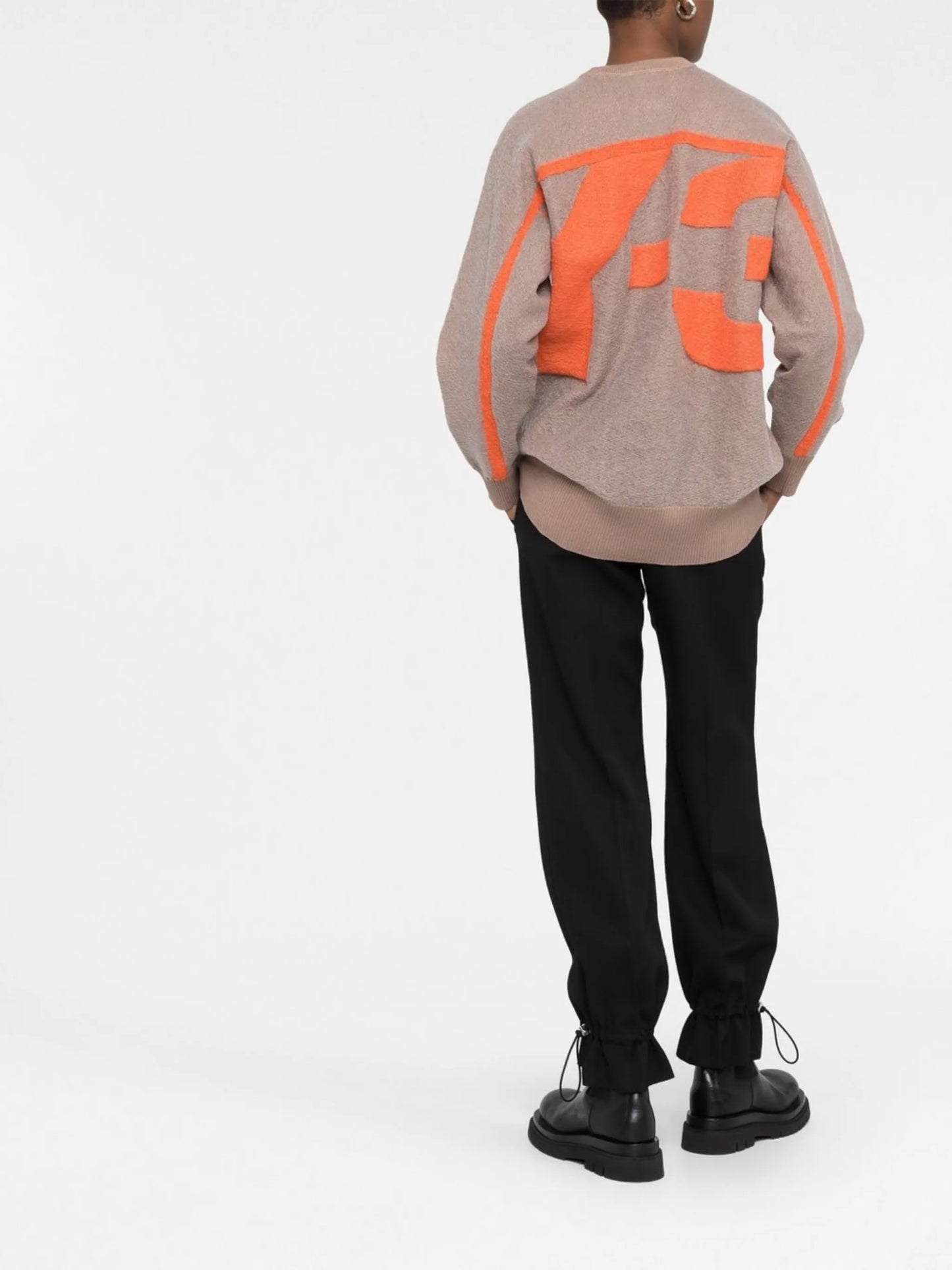 raglan sleeves logo jacquard jumper