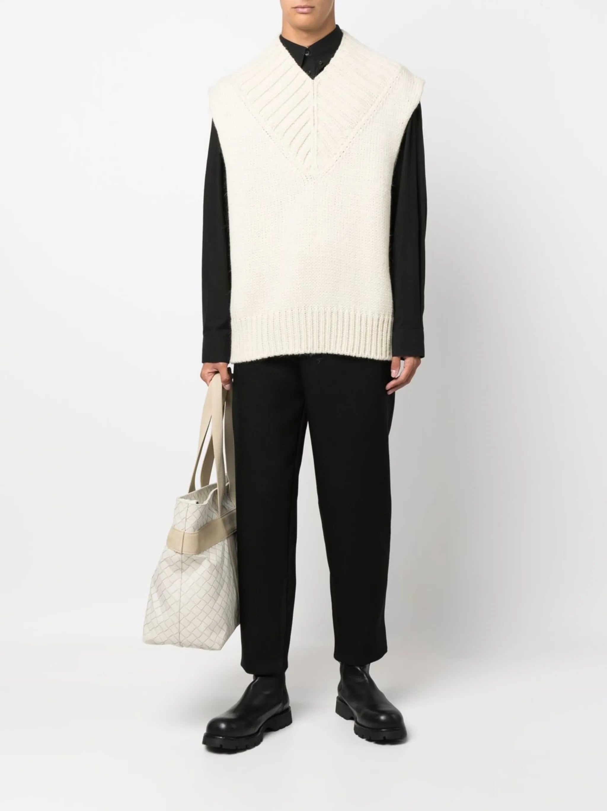 knitted V-neck vest