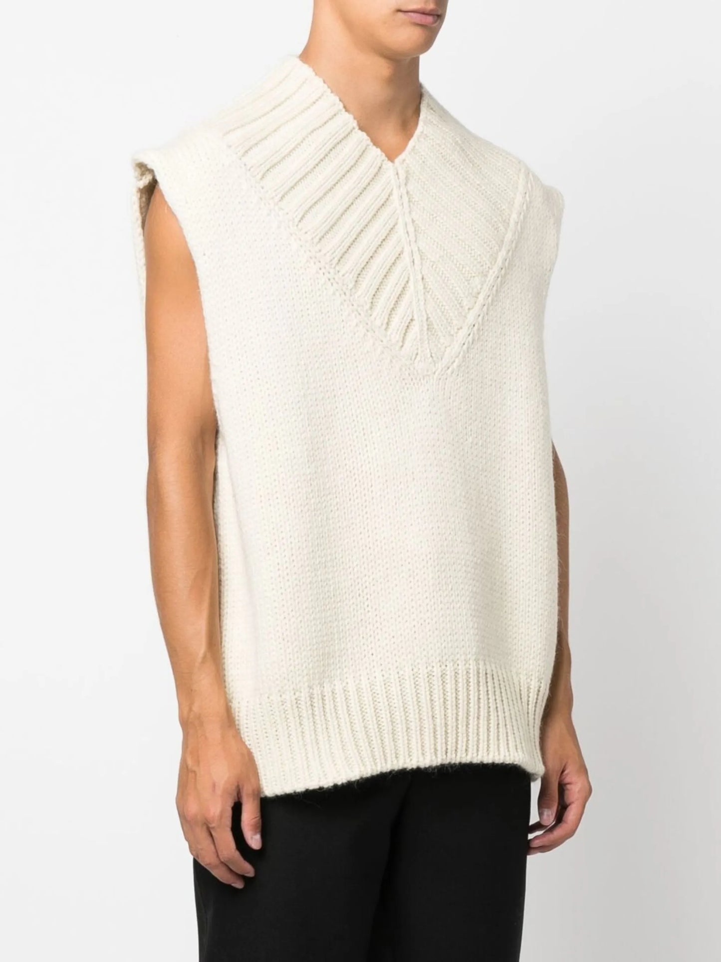 knitted V-neck vest