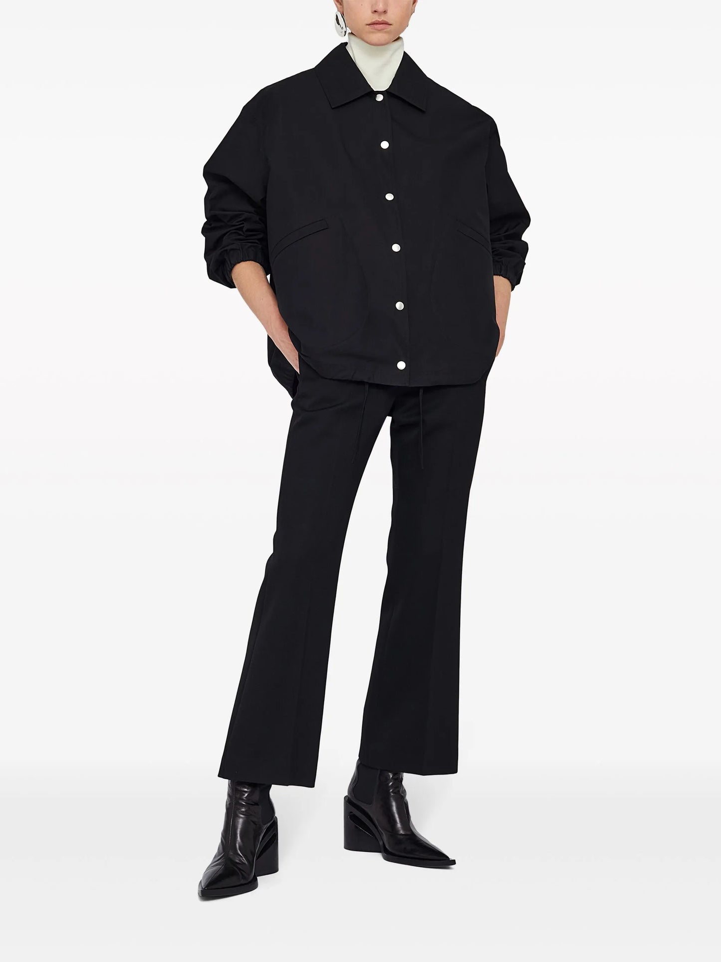 logo-print shirt jacket