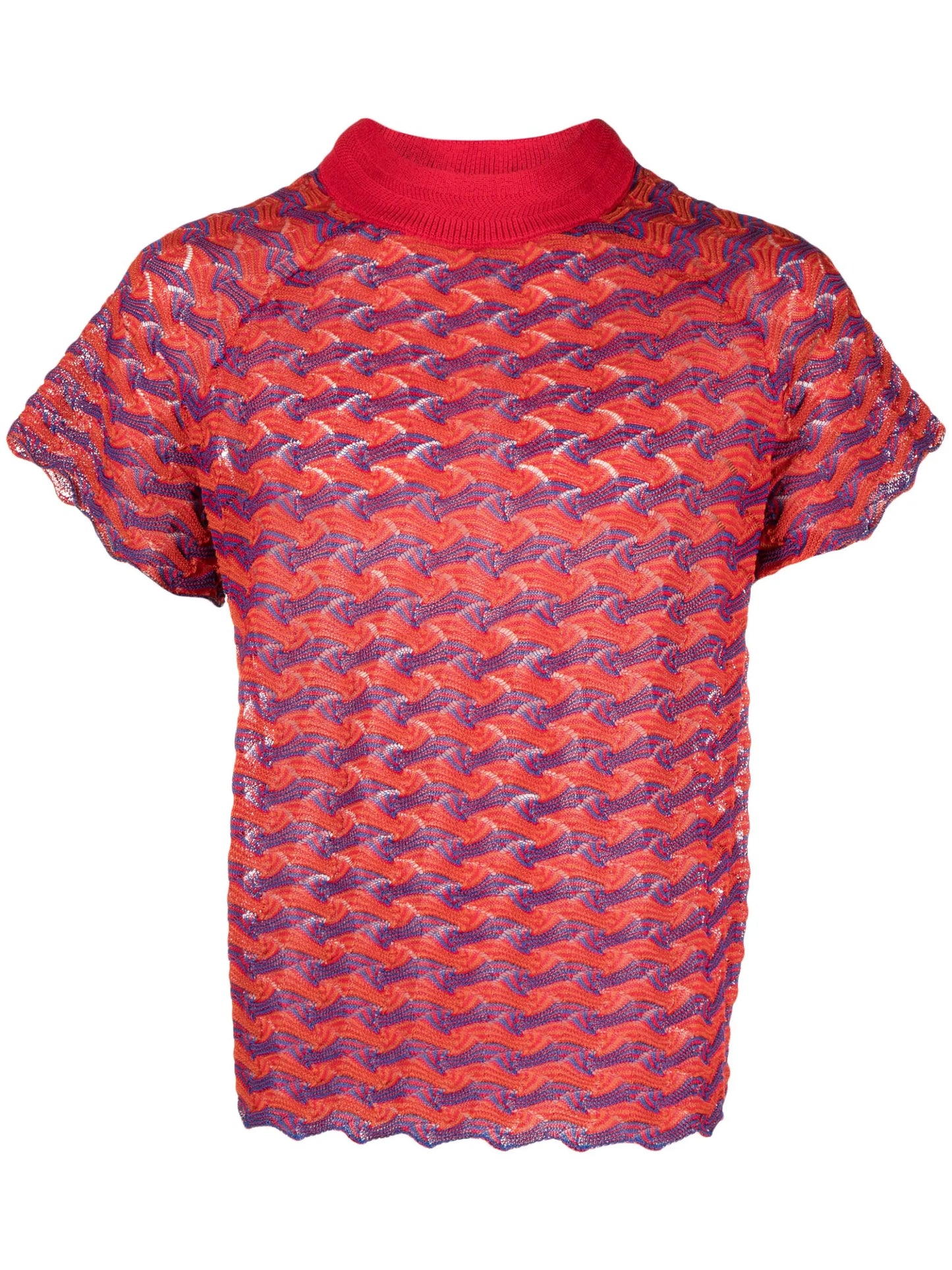 scallop-hem knitted T-shirt