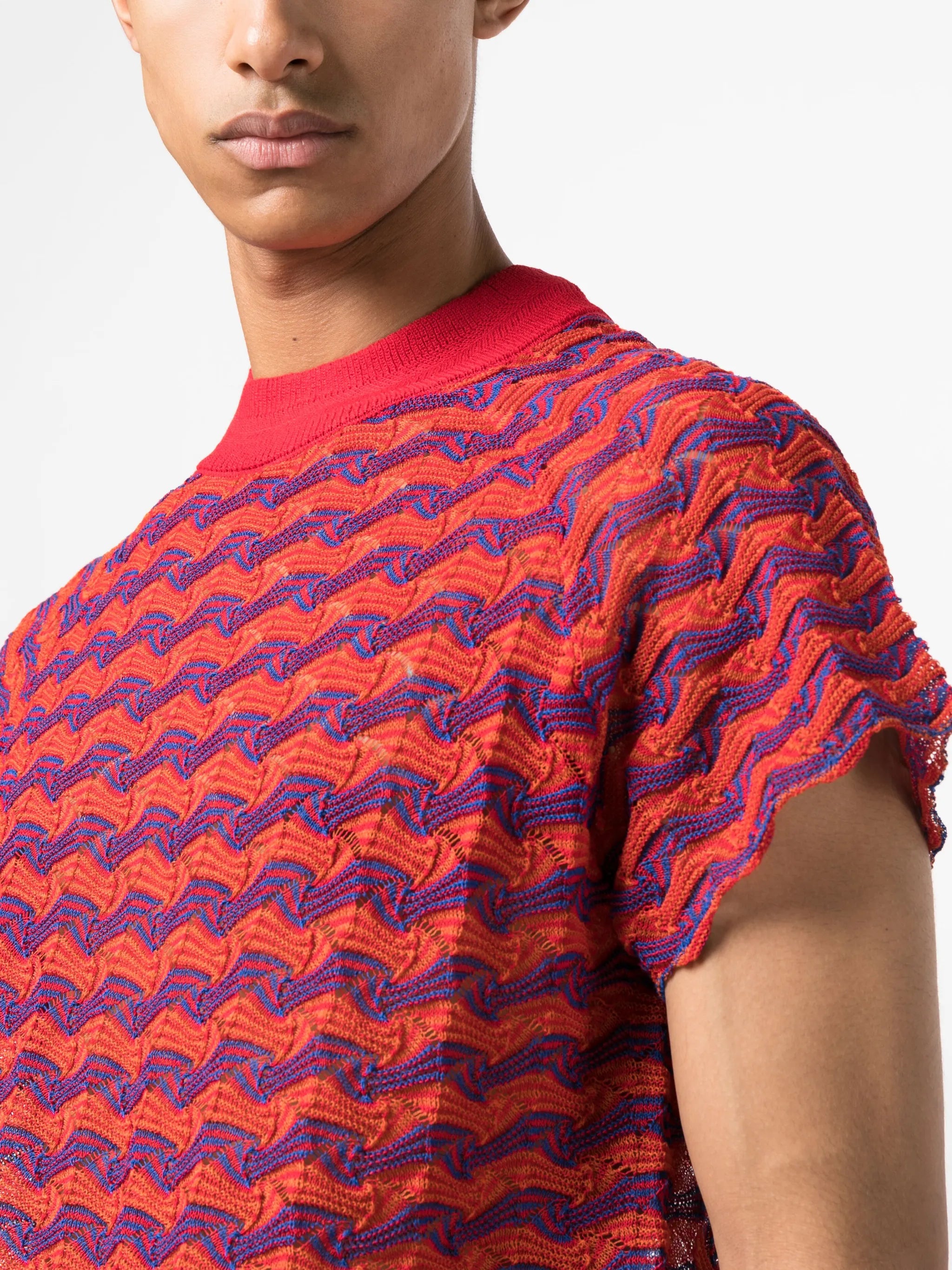 scallop-hem knitted T-shirt