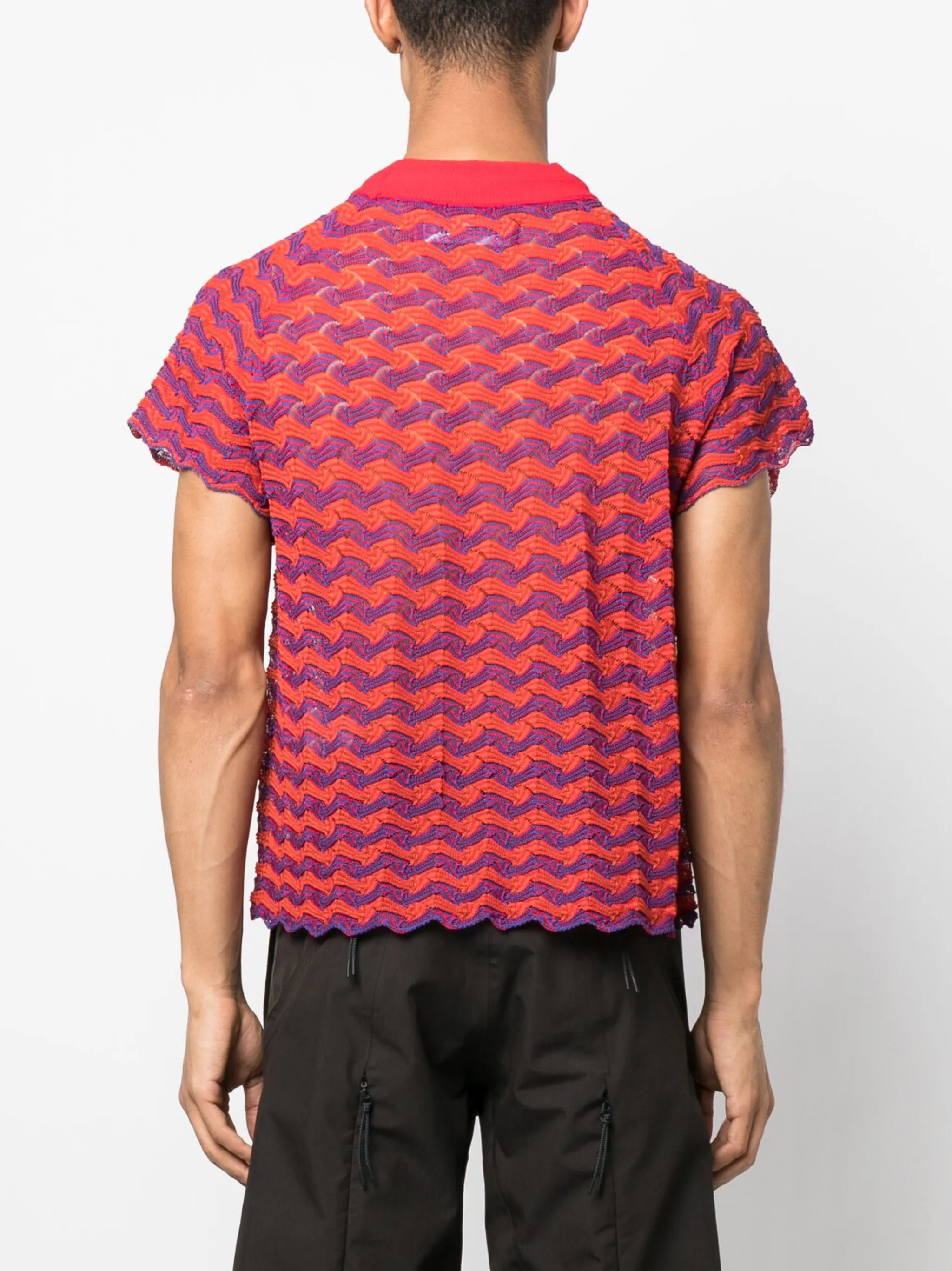 scallop-hem knitted T-shirt
