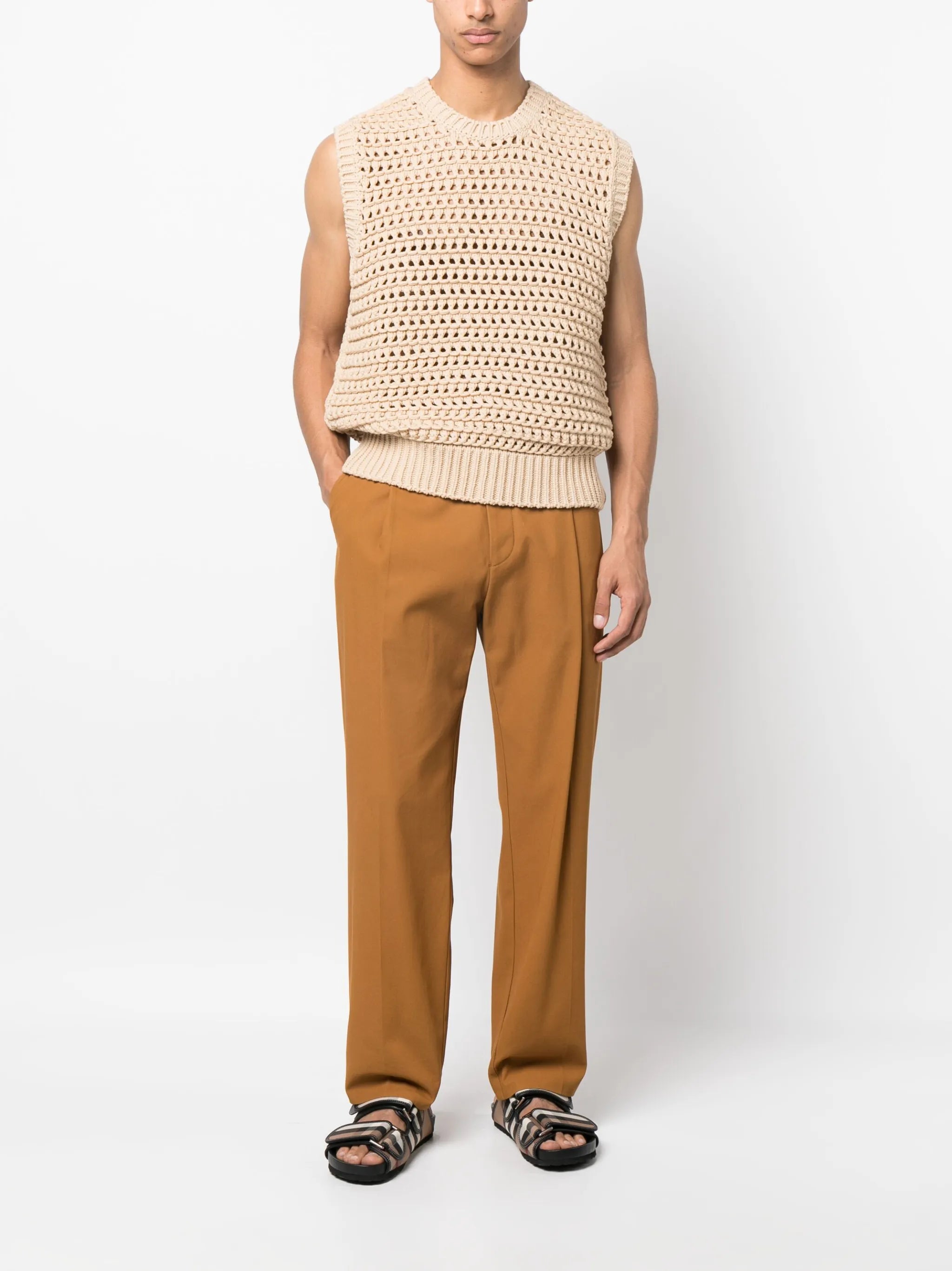 open-knit sleeveless jumper