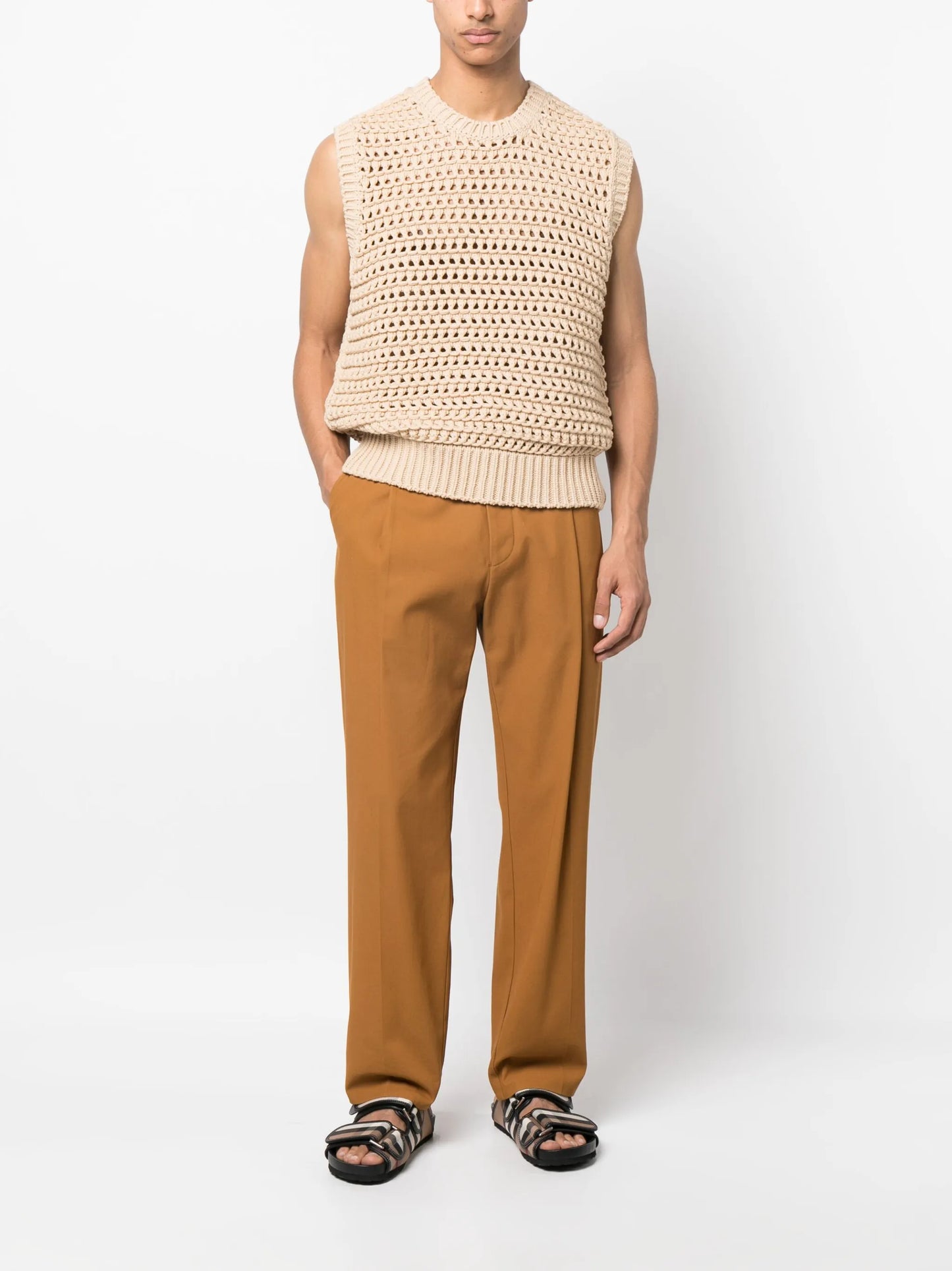 open-knit sleeveless jumper