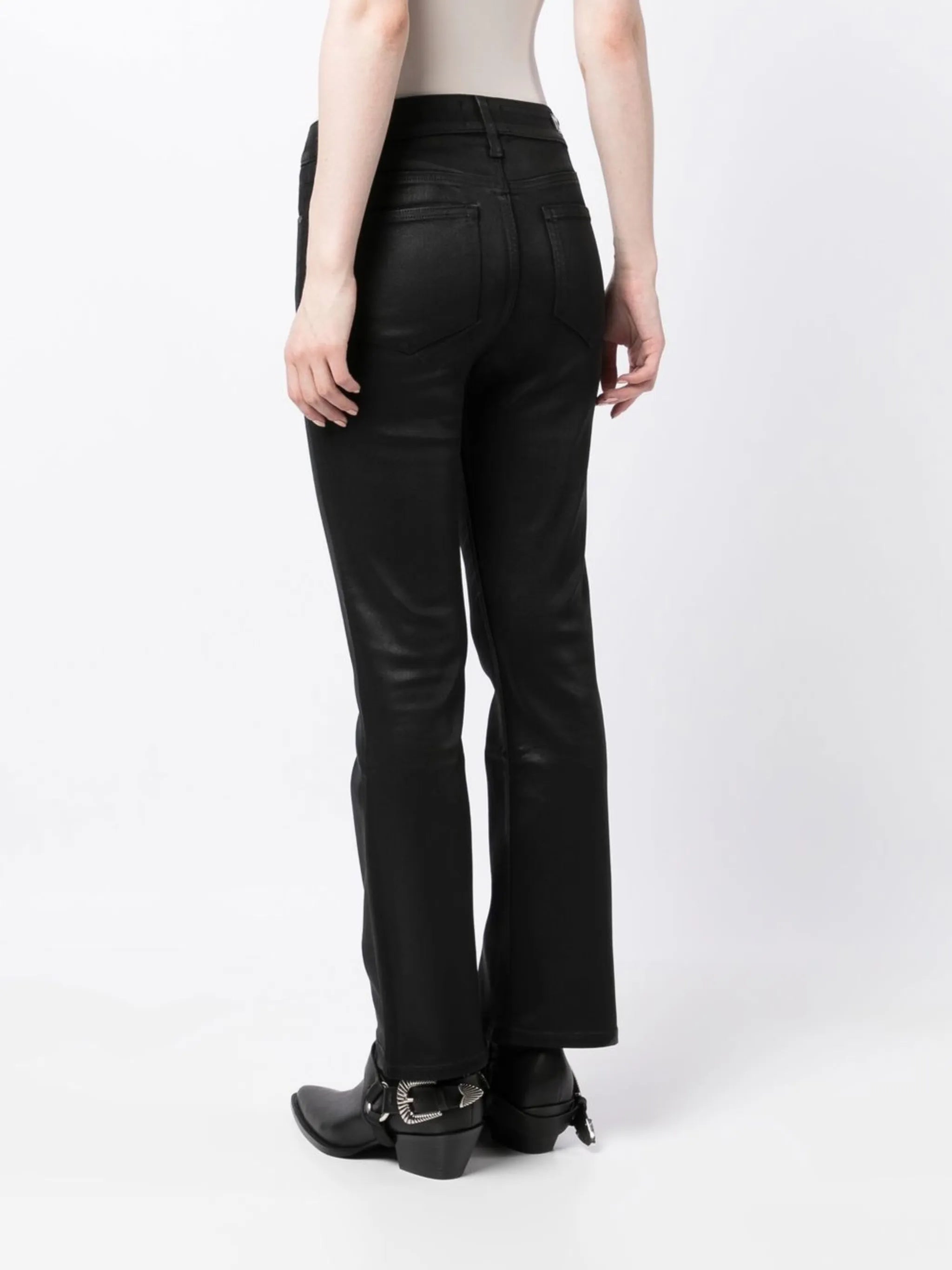 Claudine coated flared jeans