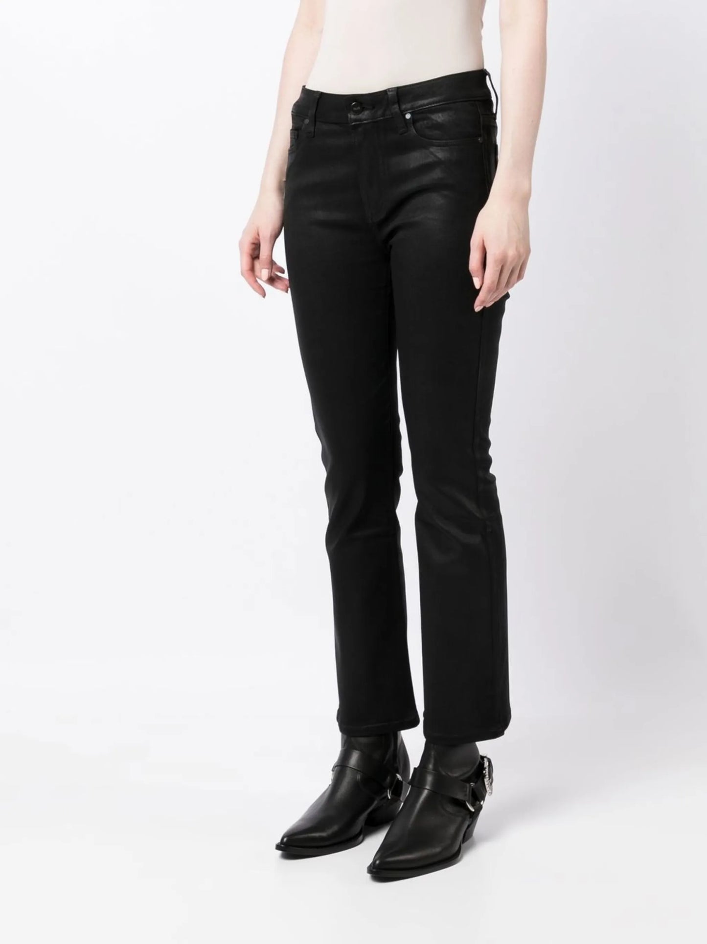Claudine coated flared jeans